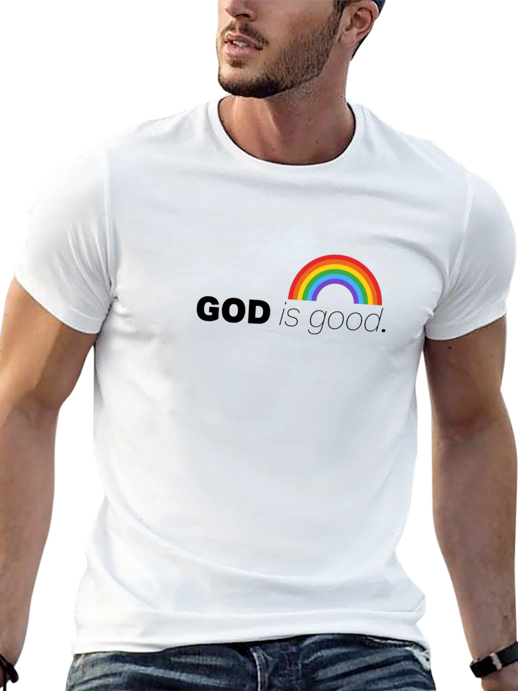God is Good Rainbow T-Shirt - Black
