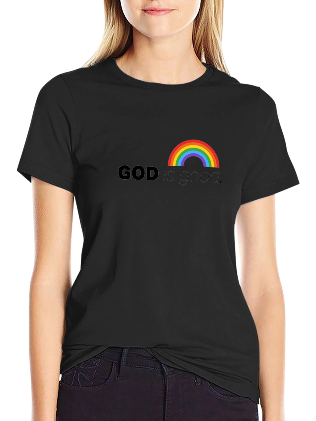 God is Good Rainbow T-Shirt - Black