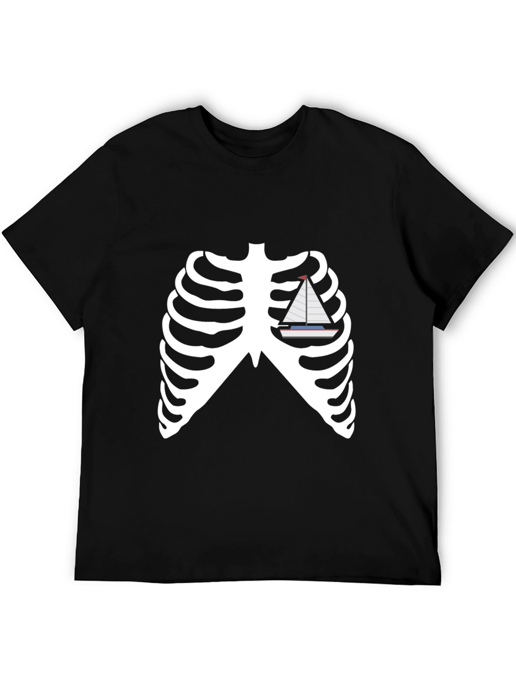 Skeleton Ribcage Boat Graphic Tee