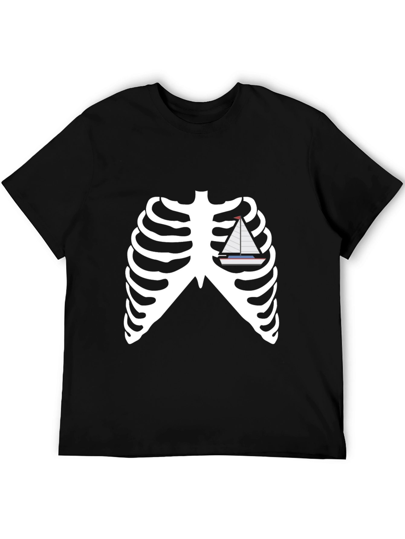 Skeleton Ribcage Boat Graphic Tee