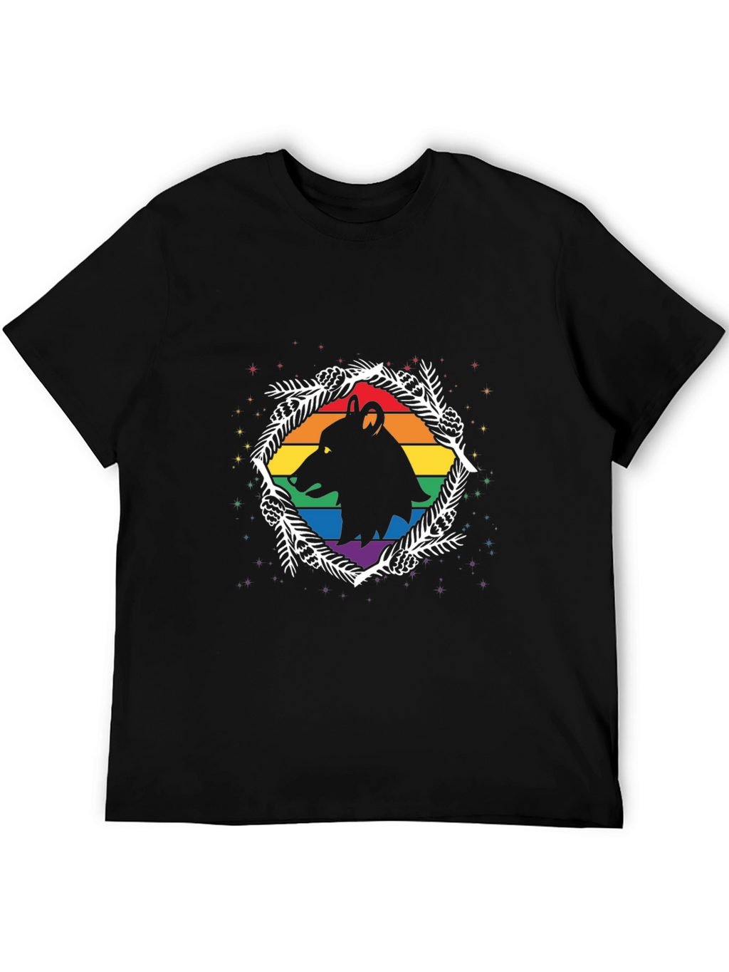 Pride Wolf Graphic Tee - Mens Black T-Shirt