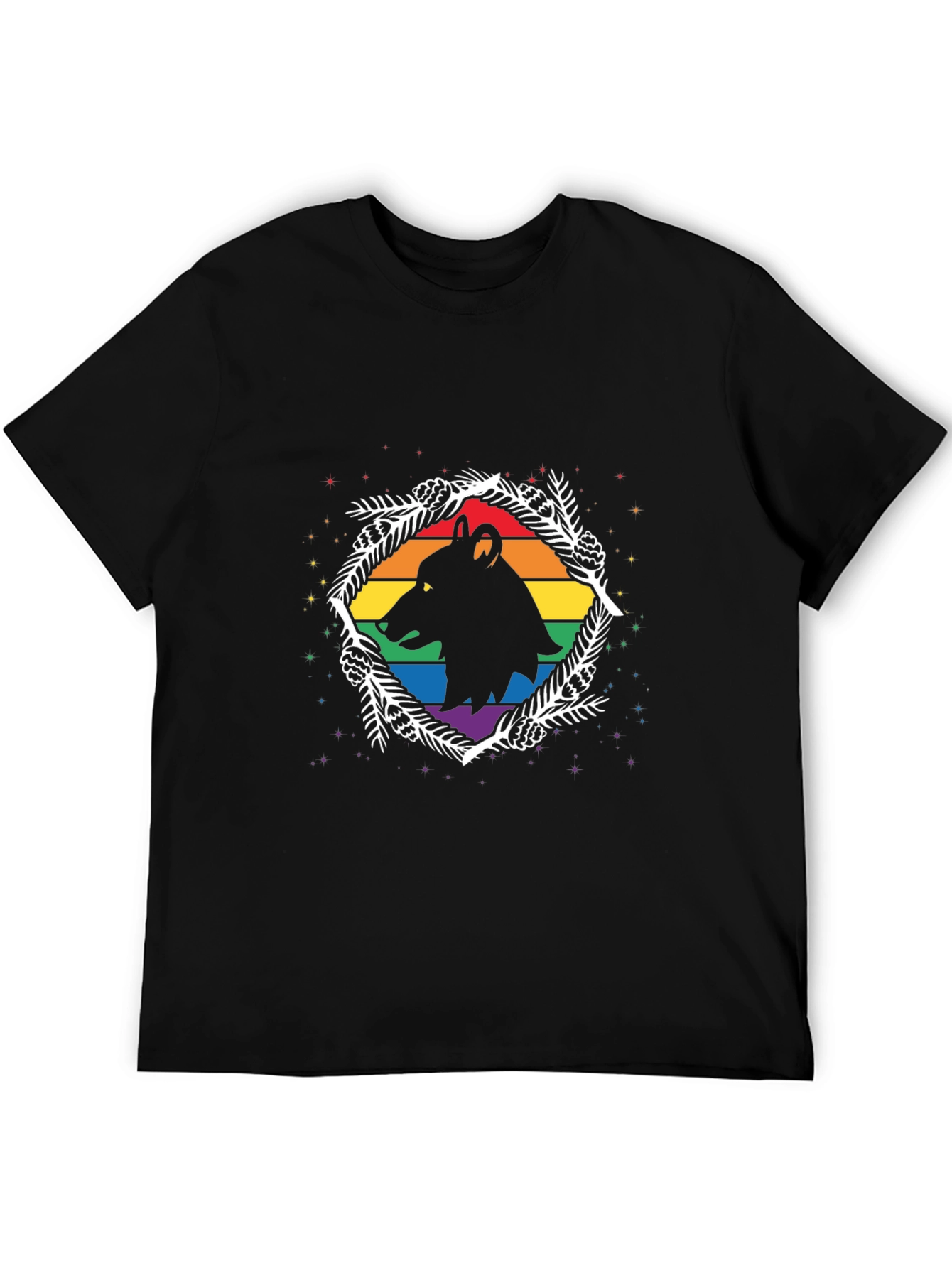 Pride Wolf Graphic Tee - Mens Black T-Shirt