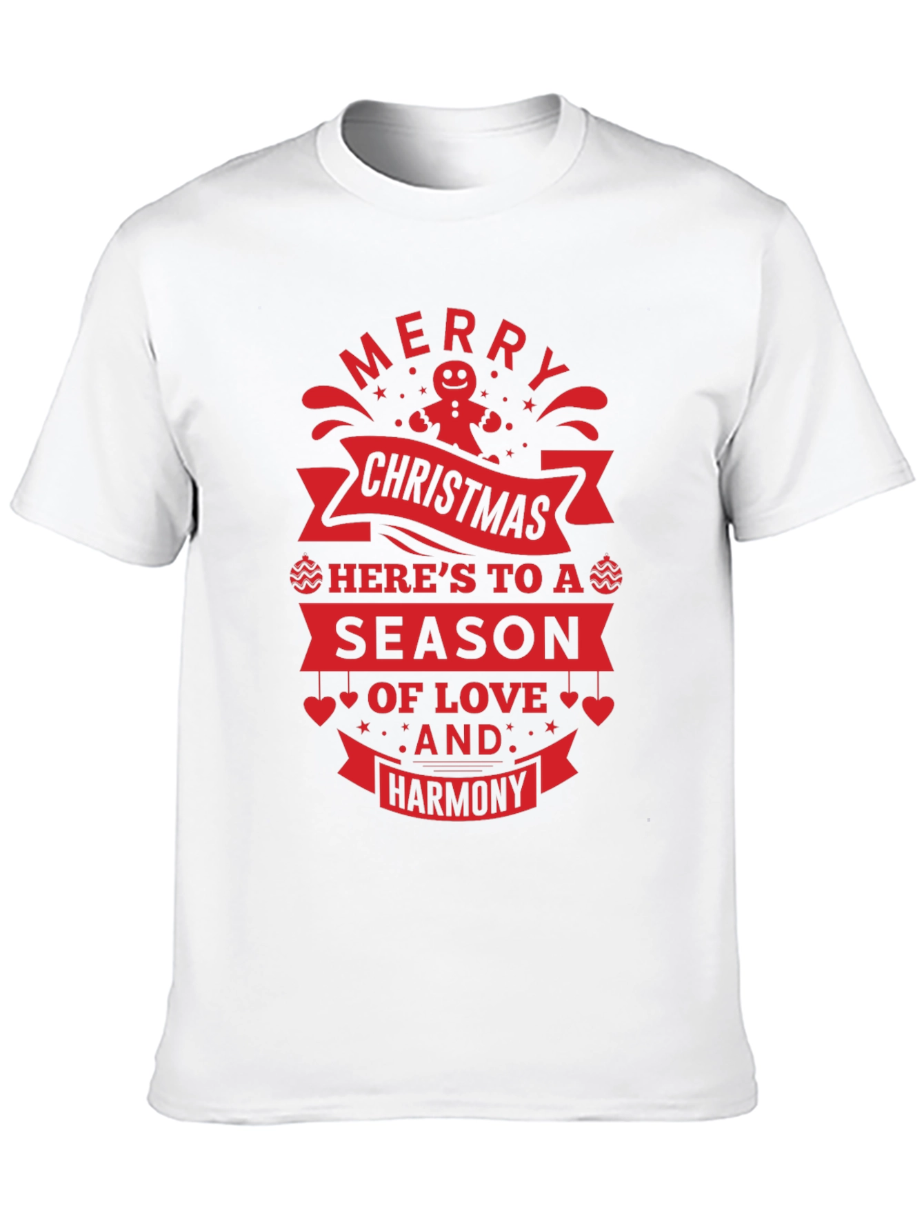 Festive Christmas T-Shirt: Merry Christmas Love & Harmony Design