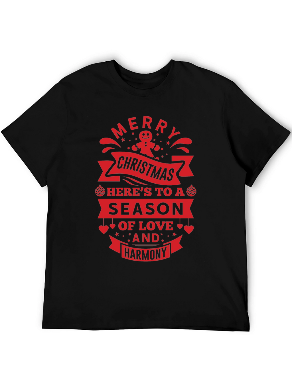 Festive Christmas T-Shirt: Merry Christmas Love & Harmony Design