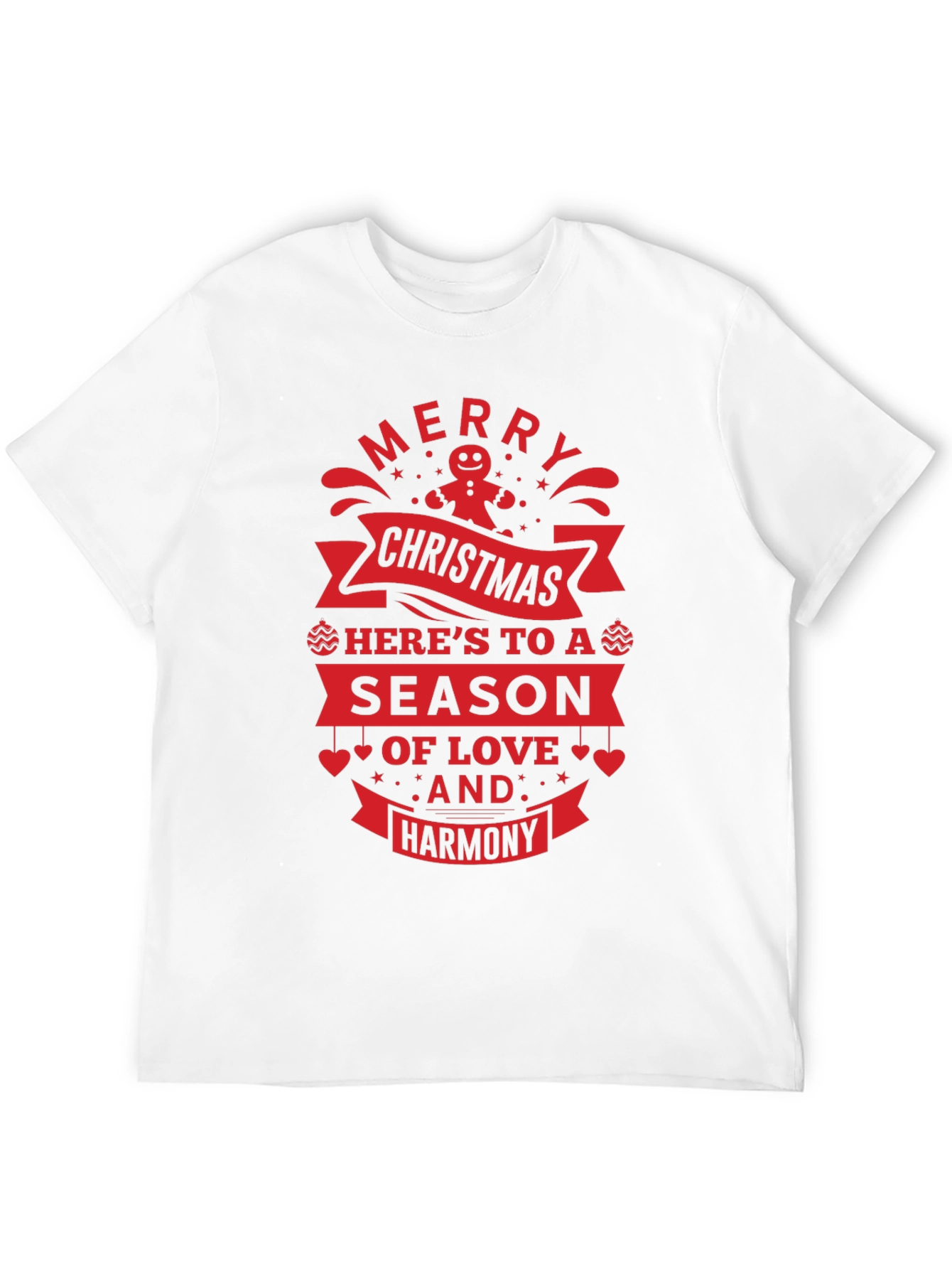 Festive Christmas T-Shirt: Merry Christmas Love & Harmony Design