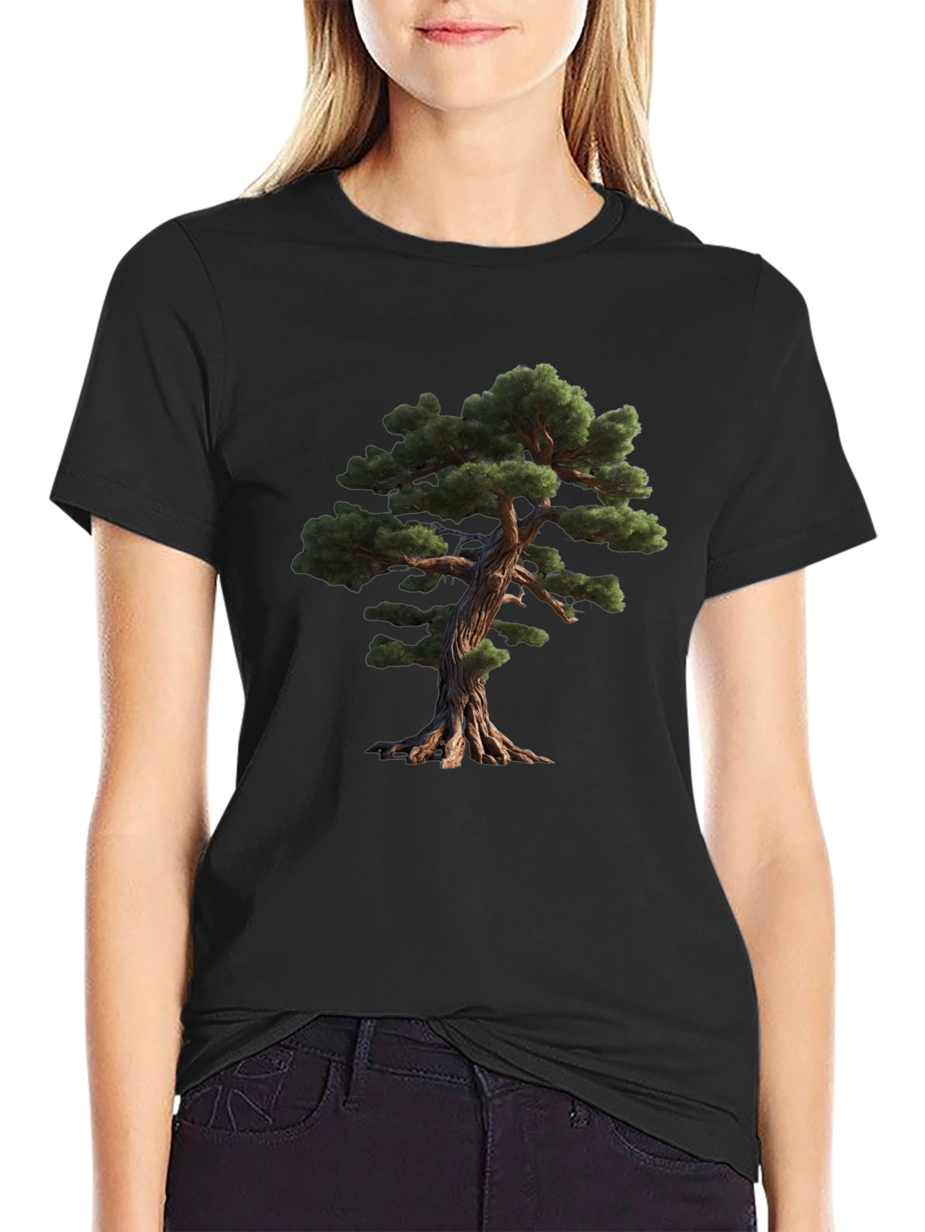 Bonsai Tree Graphic Black T-Shirt