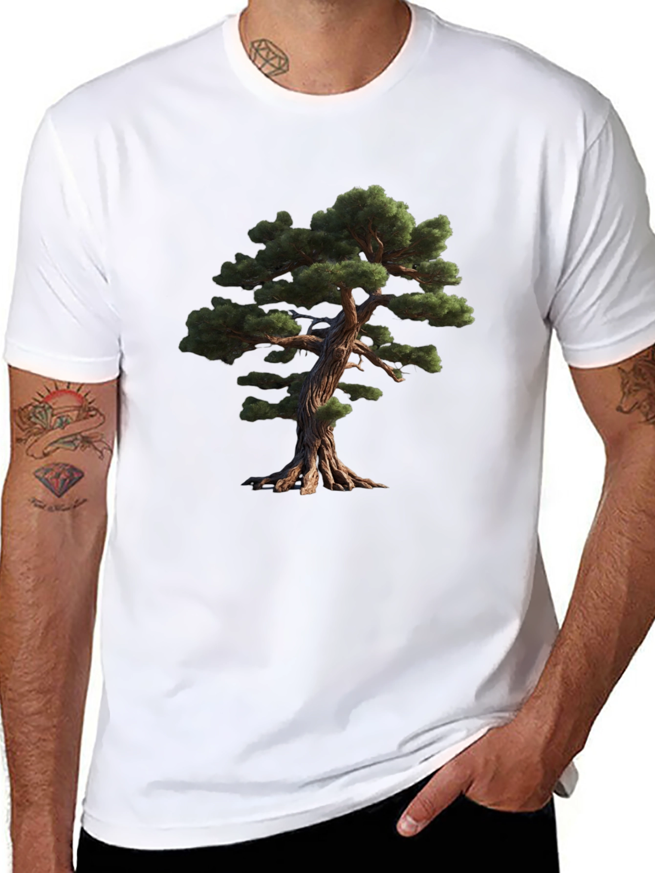 Bonsai Tree Graphic Black T-Shirt