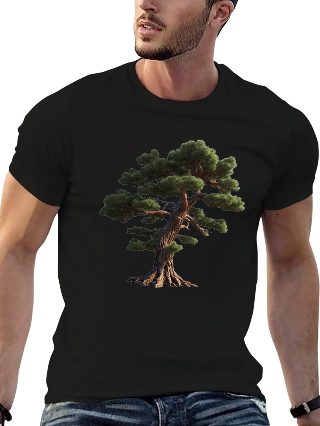 Bonsai Tree Graphic Black T-Shirt