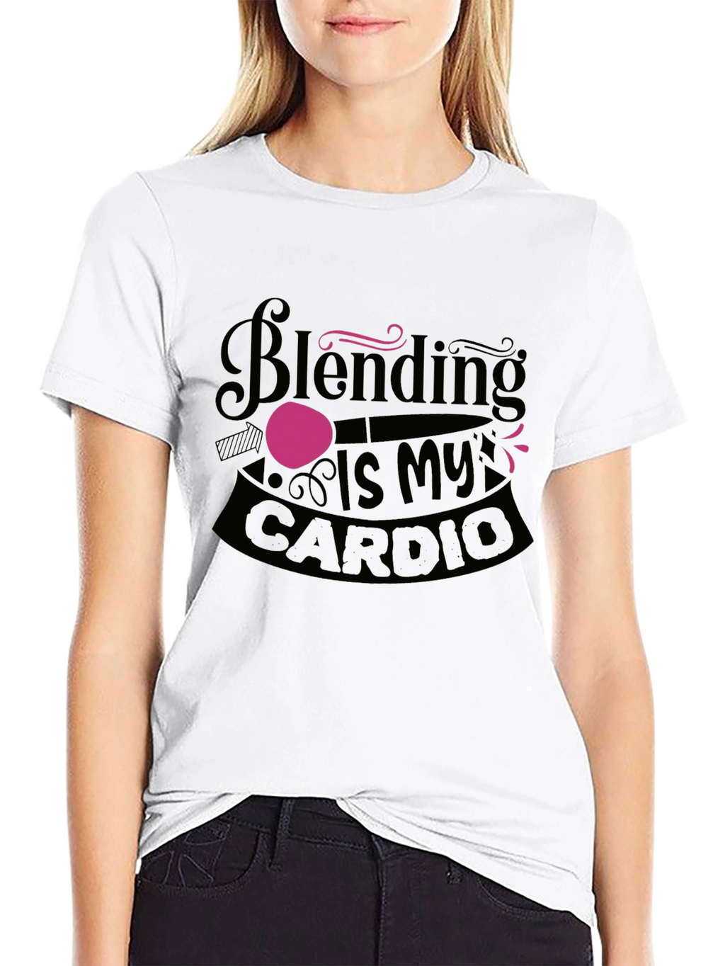 Blending Is My Cardio Black Graphic Tee