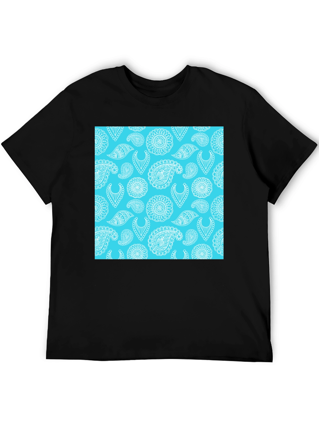 Paisley Pattern Mens Black T-Shirt