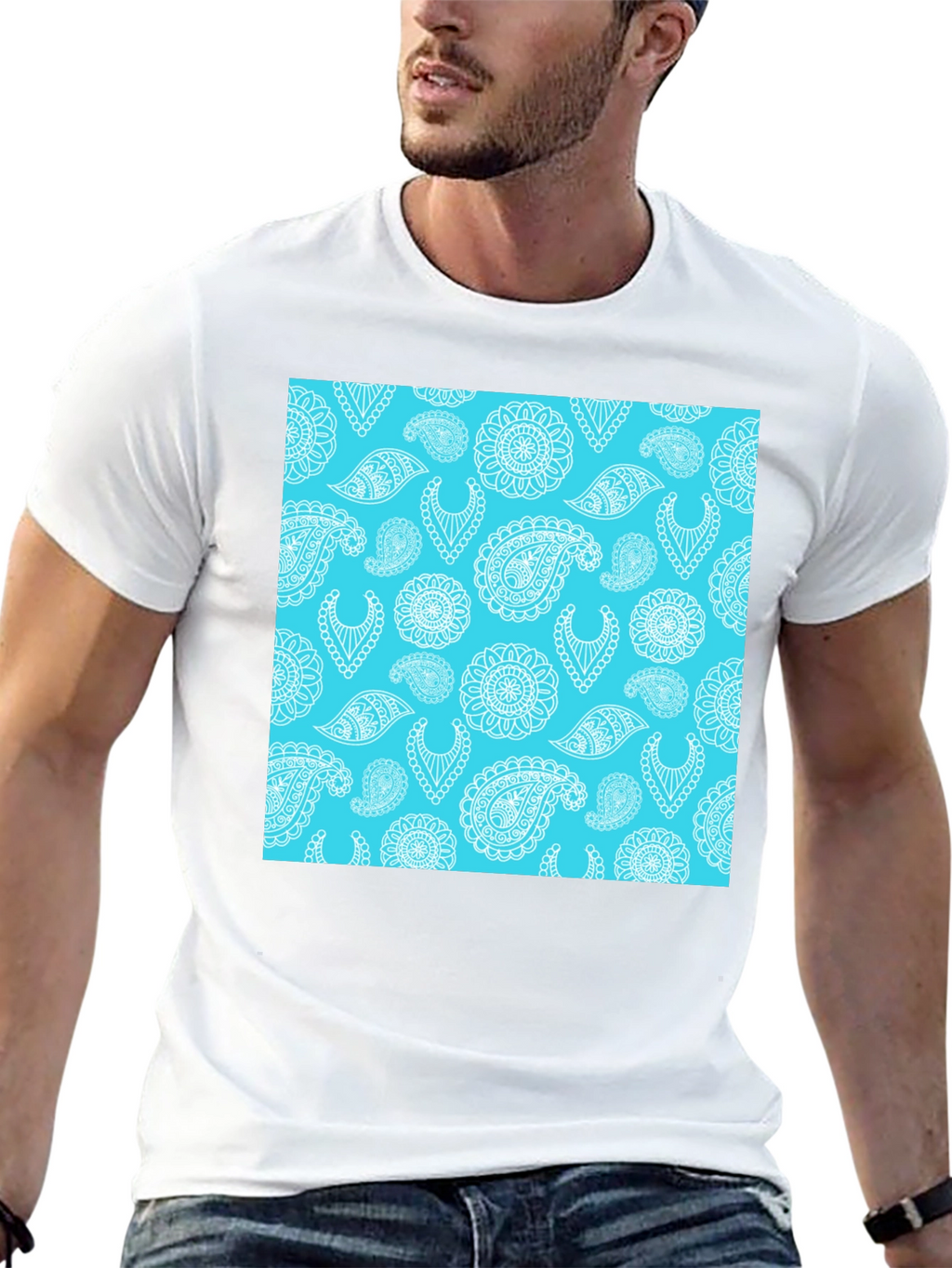 Paisley Pattern Mens Black T-Shirt
