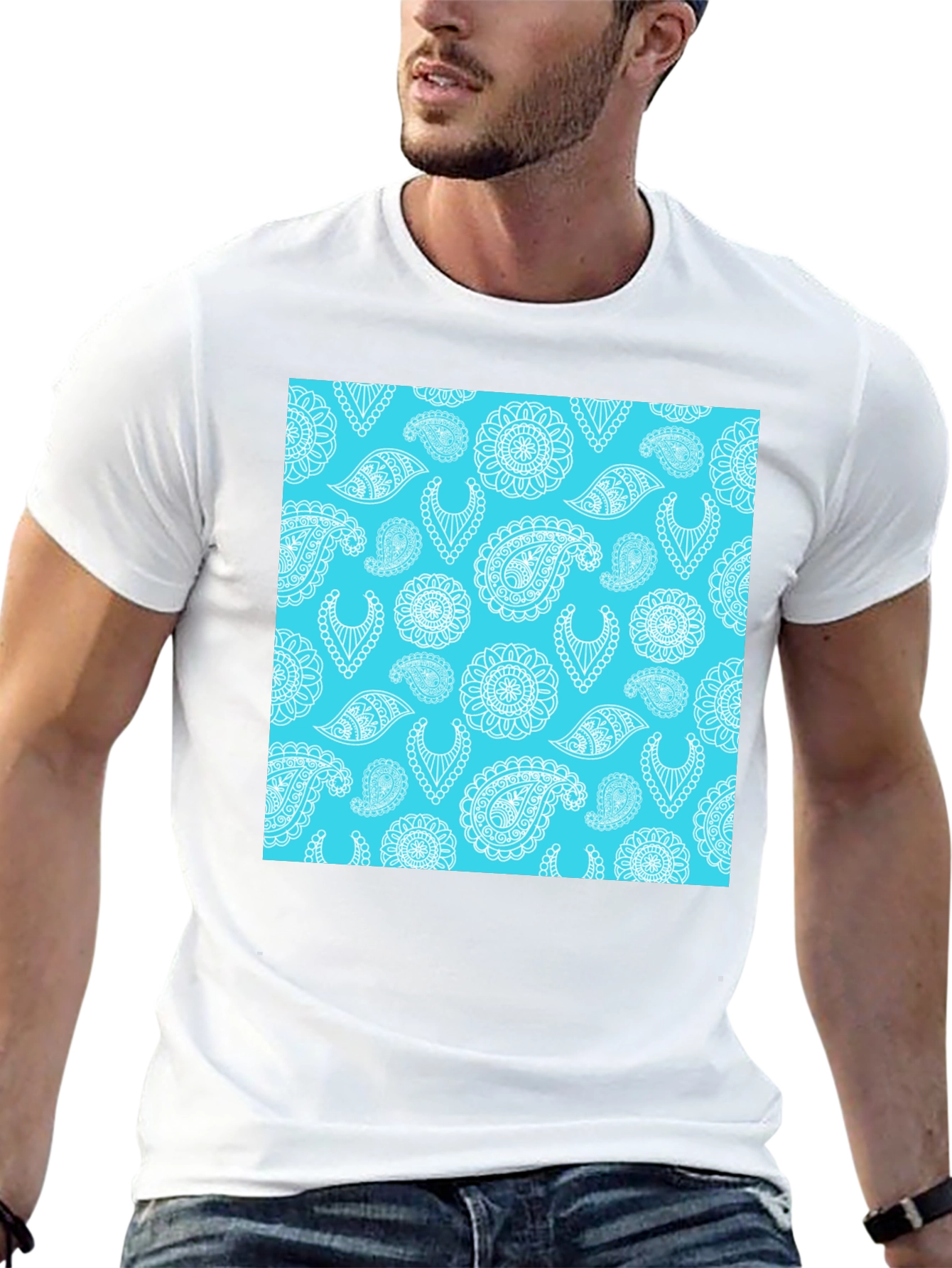 Paisley Pattern Mens Black T-Shirt