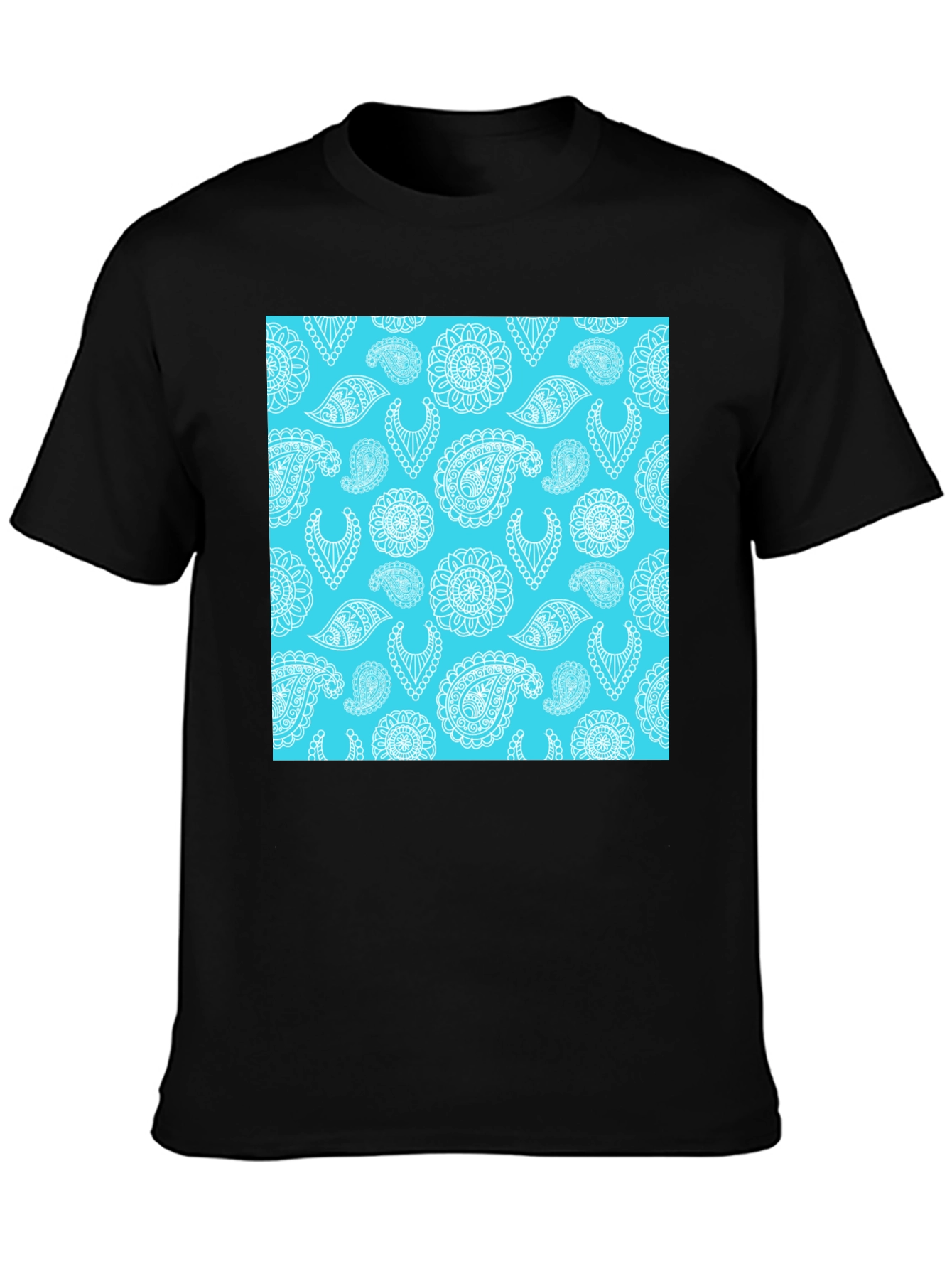 Paisley Pattern Mens Black T-Shirt