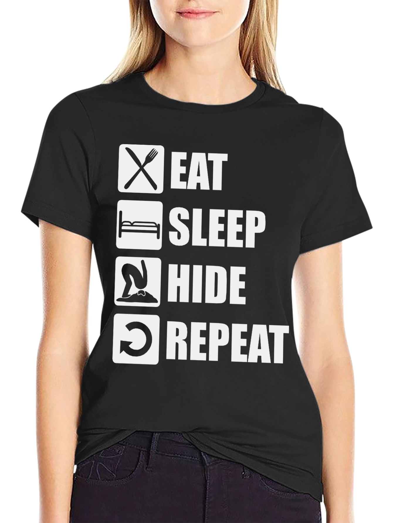 Eat Sleep Hide Repeat T-Shirt Funny Graphic Tee