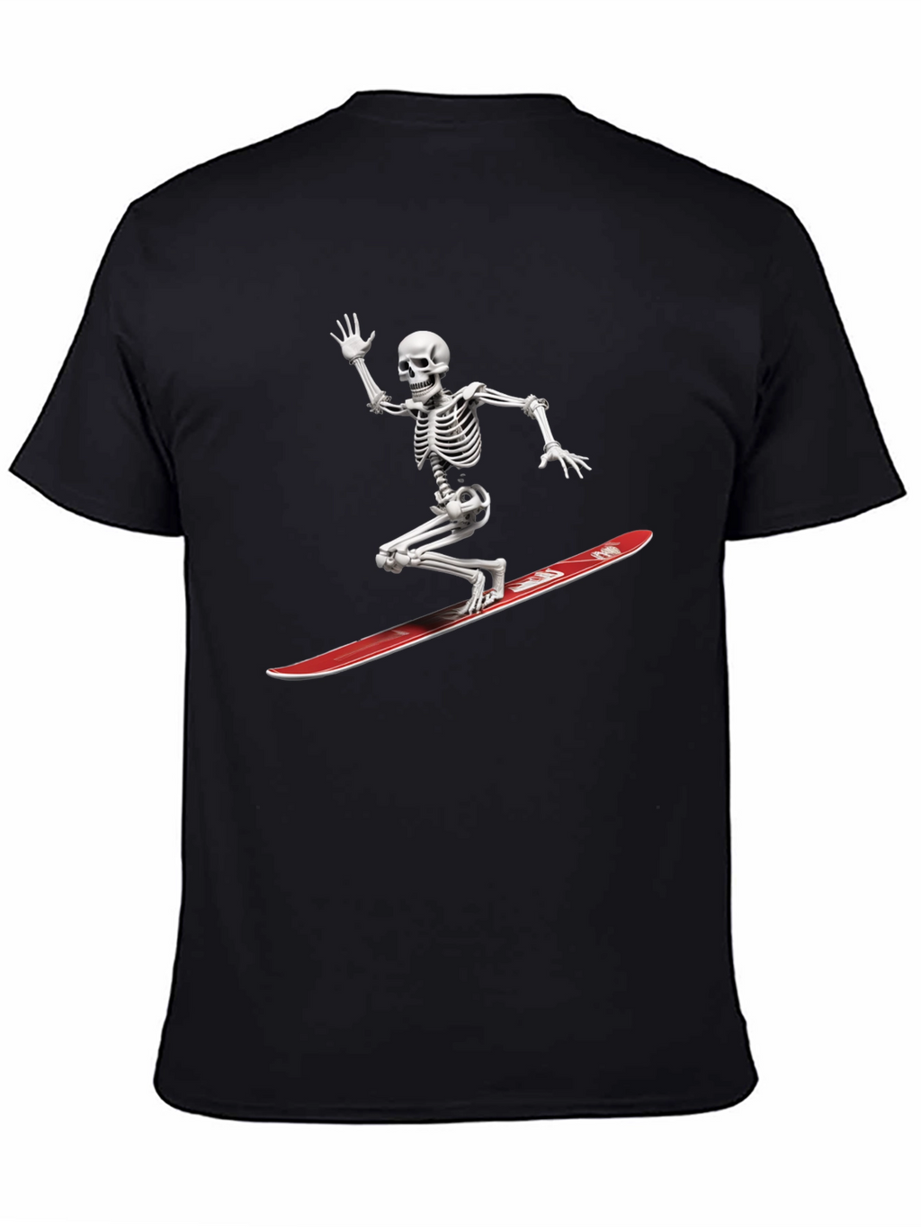 Skeleton Surfing Graphic Tee - Black Casual T-Shirt