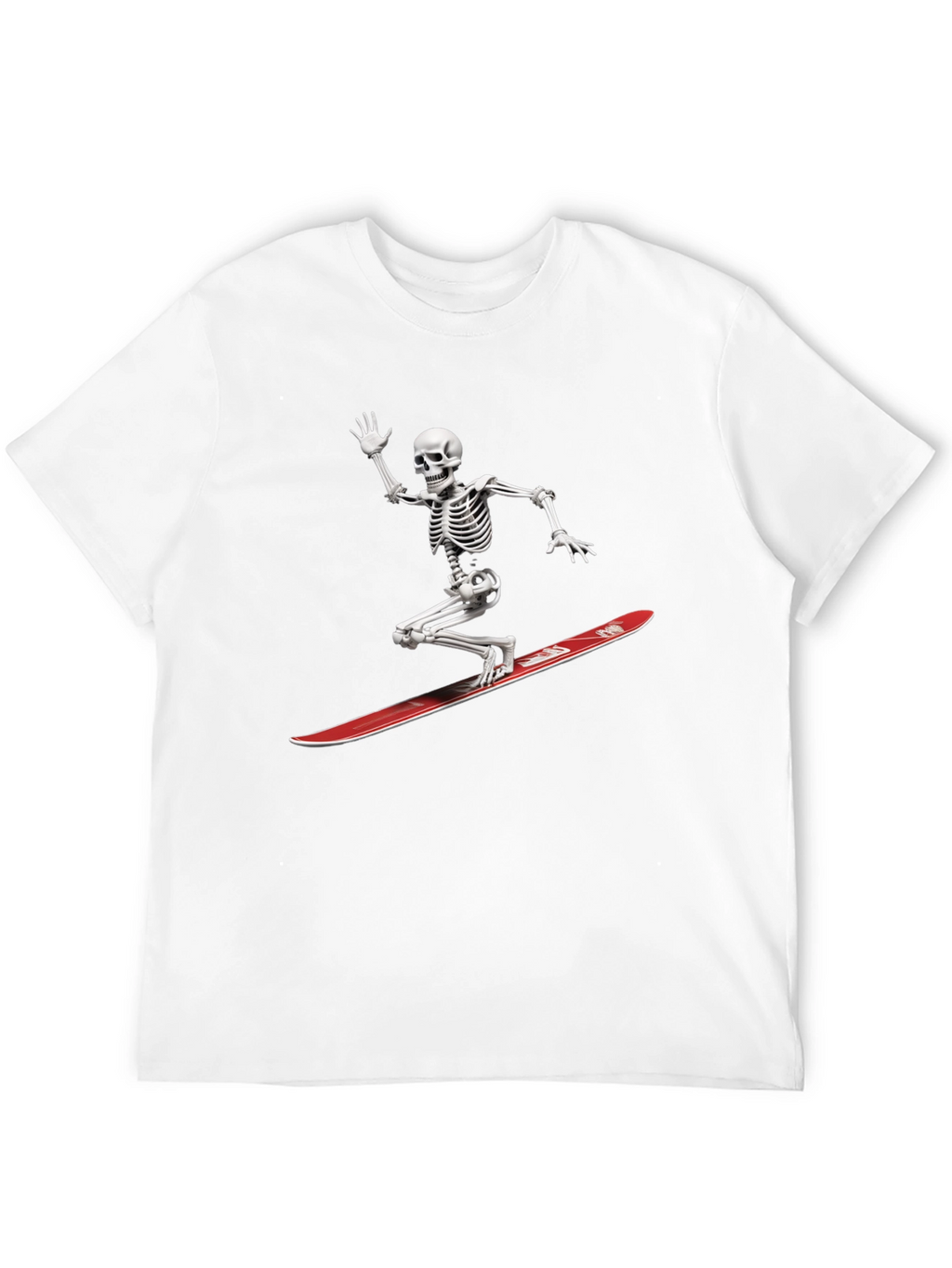 Skeleton Surfing Graphic Tee - Black Casual T-Shirt