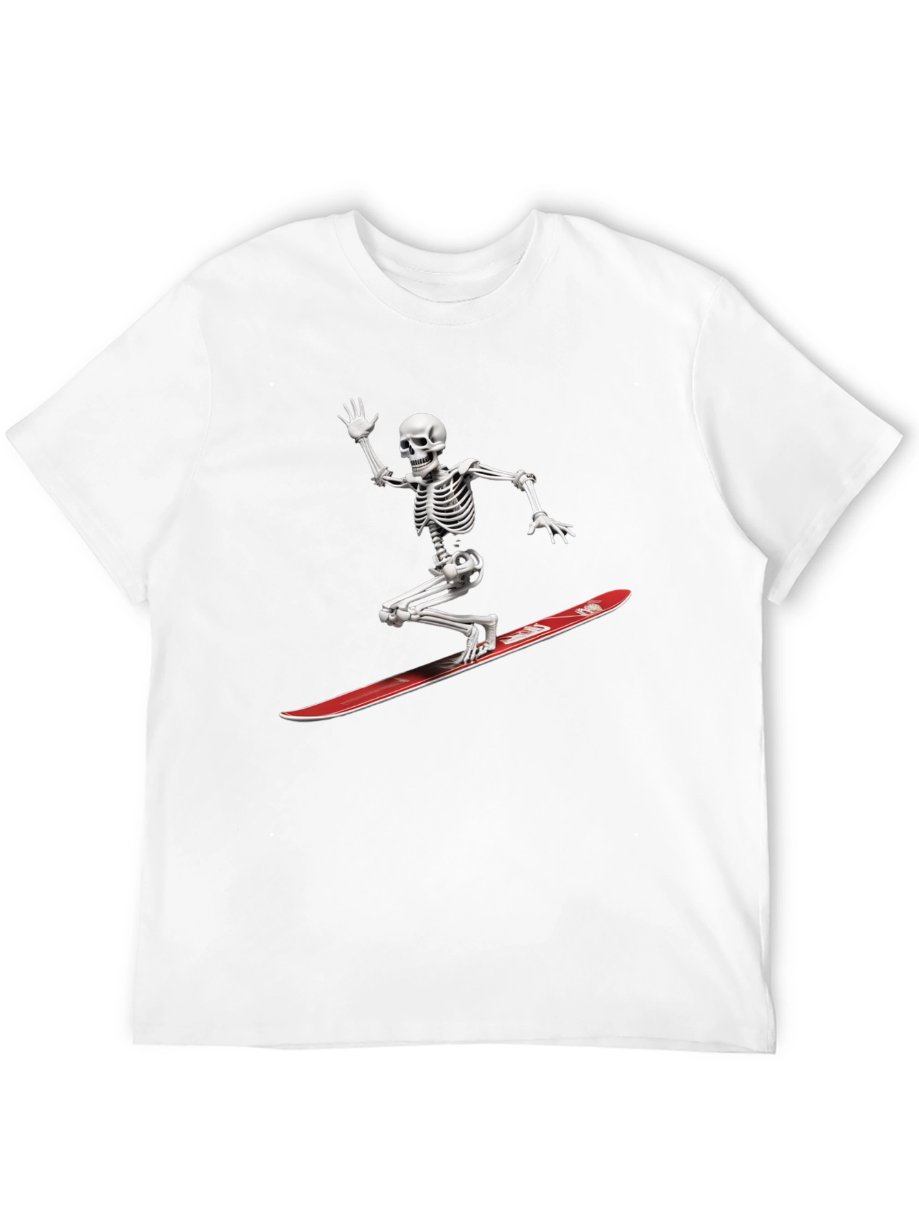 Skeleton Surfing Graphic Tee - Black Casual T-Shirt
