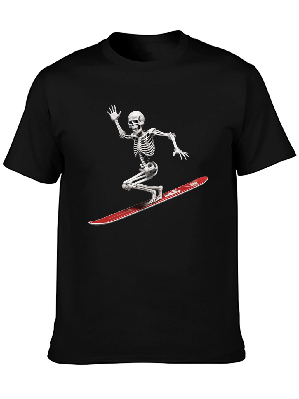 Skeleton Surfing Graphic Tee - Black Casual T-Shirt
