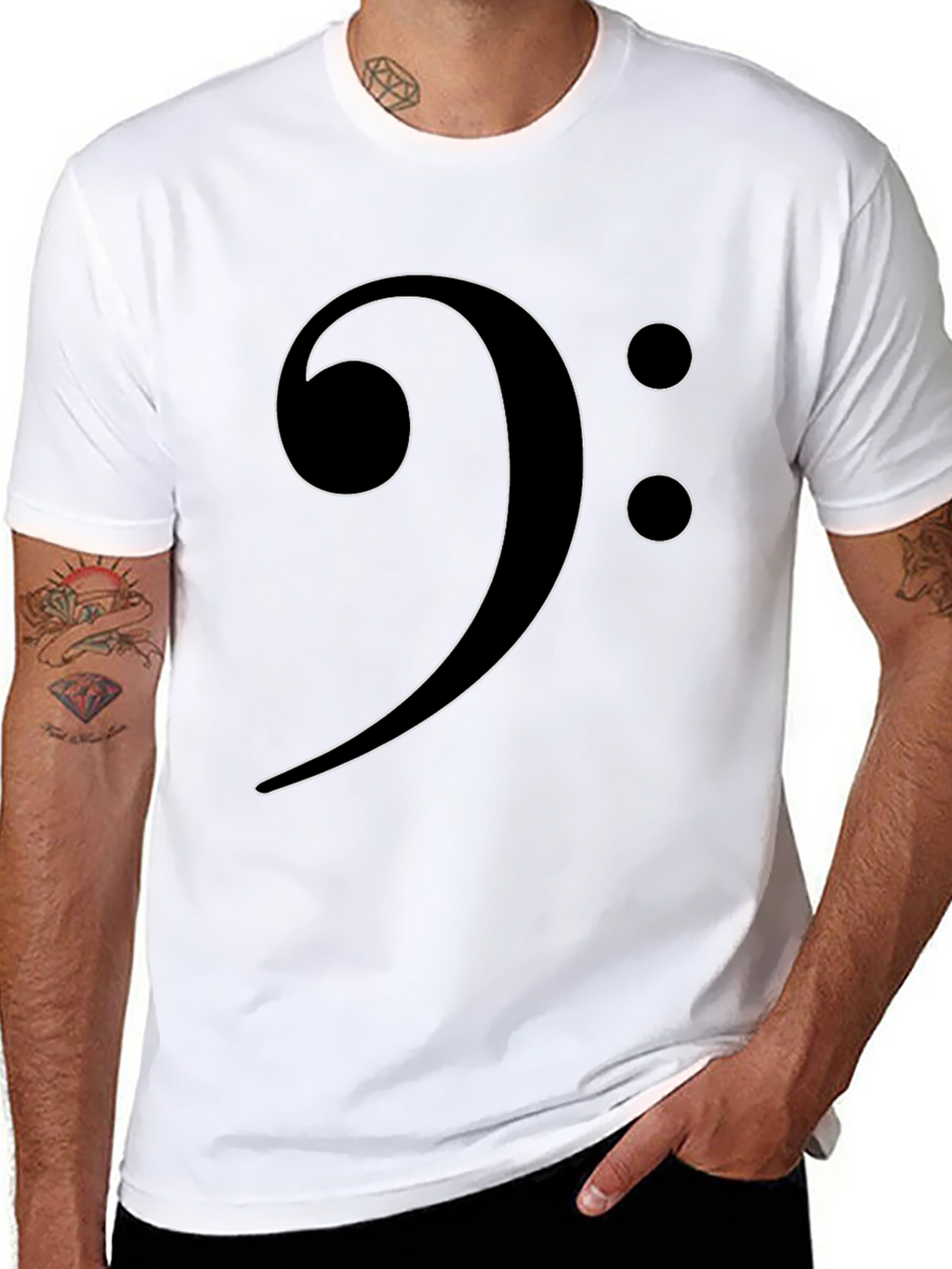 Bass Clef Graphic Tee - Music Lovers Black T-Shirt