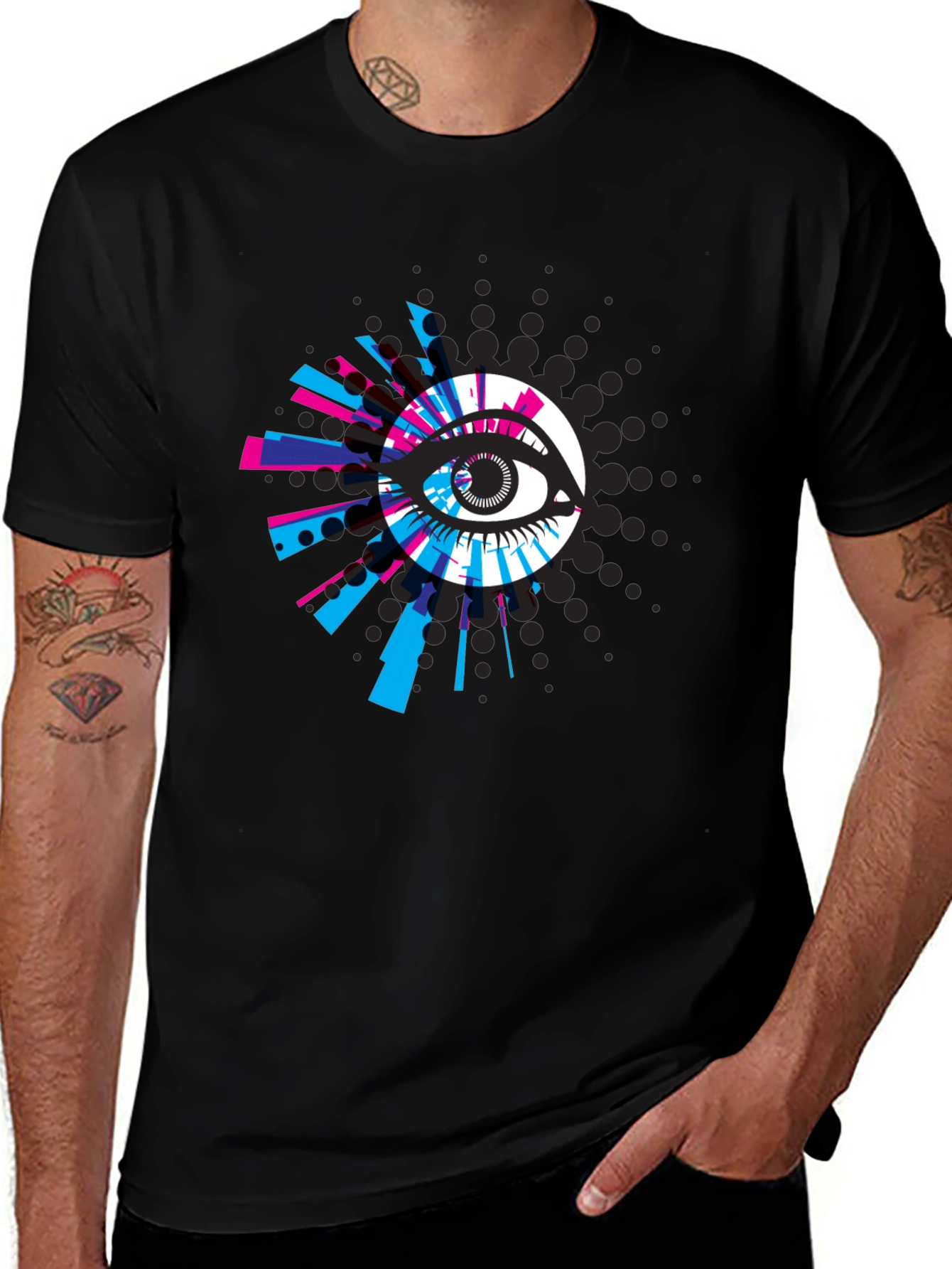Eye-Catching Graphic Print Black T-Shirt