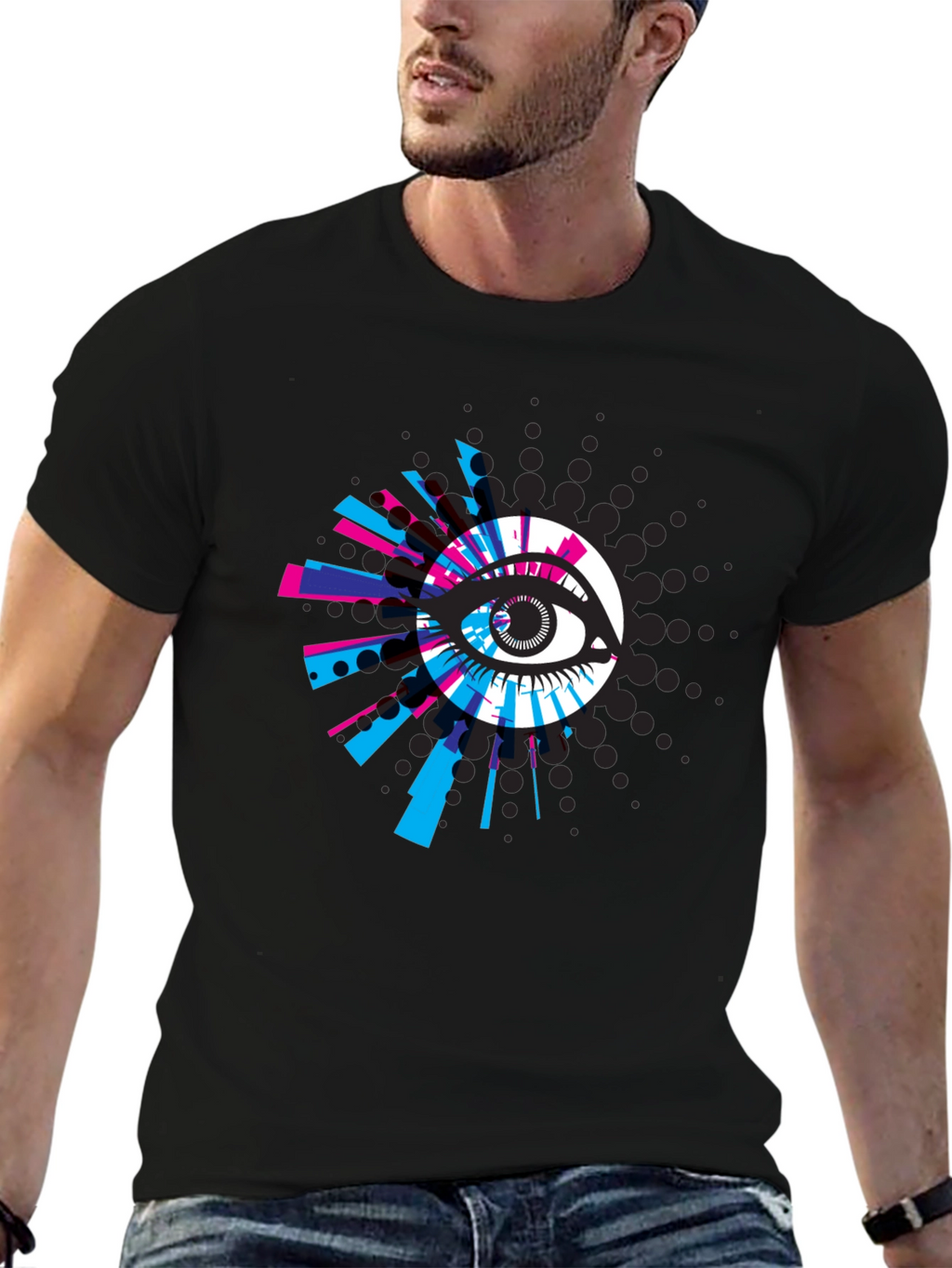 Eye-Catching Graphic Print Black T-Shirt