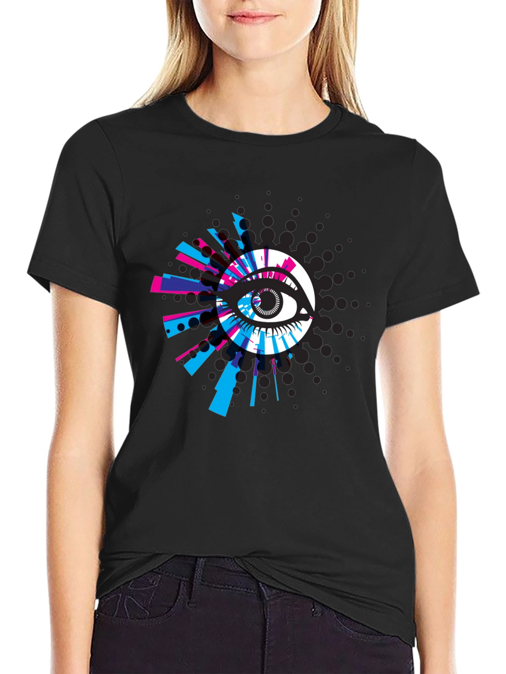Eye-Catching Graphic Print Black T-Shirt