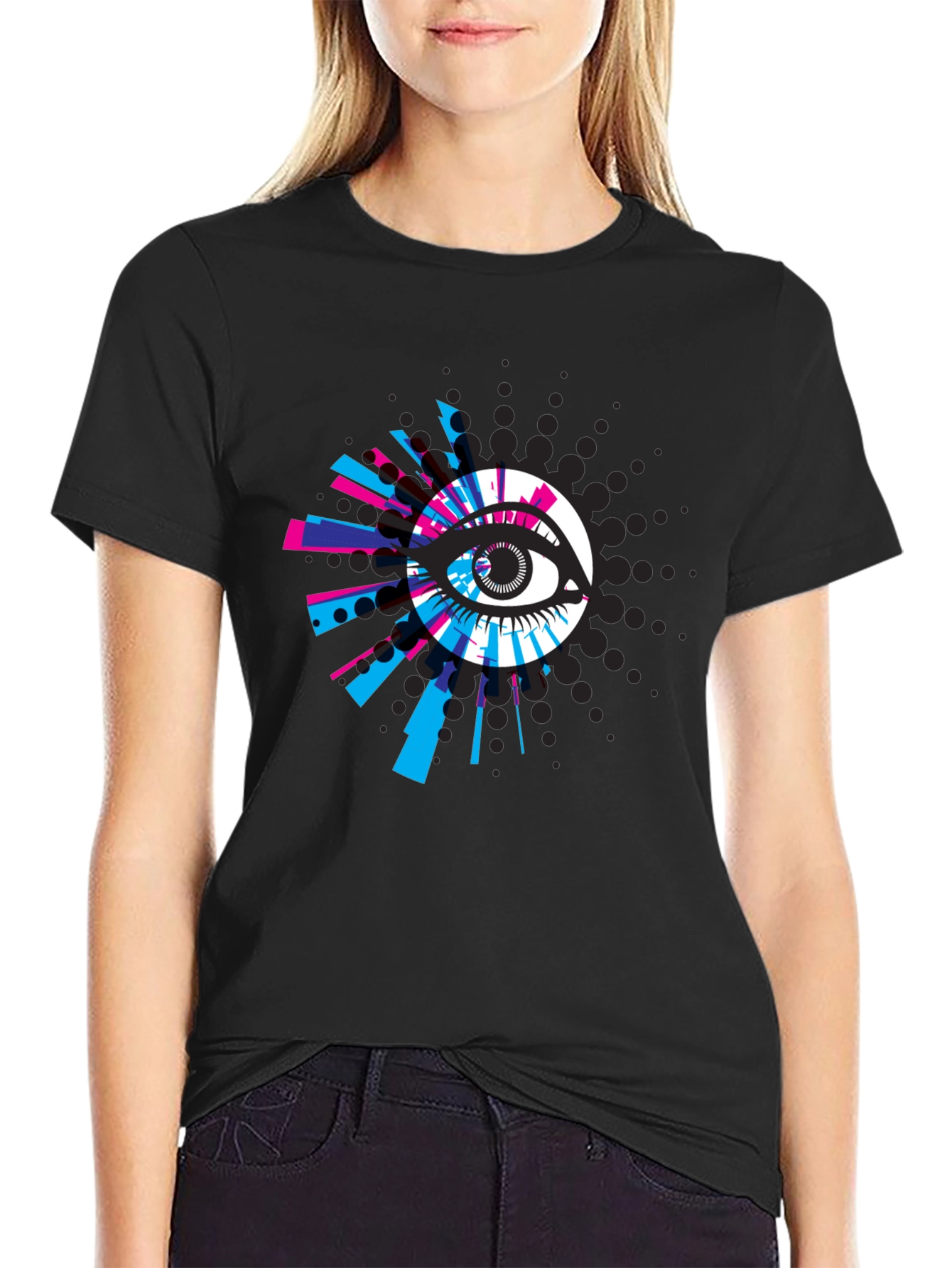 Eye-Catching Graphic Print Black T-Shirt