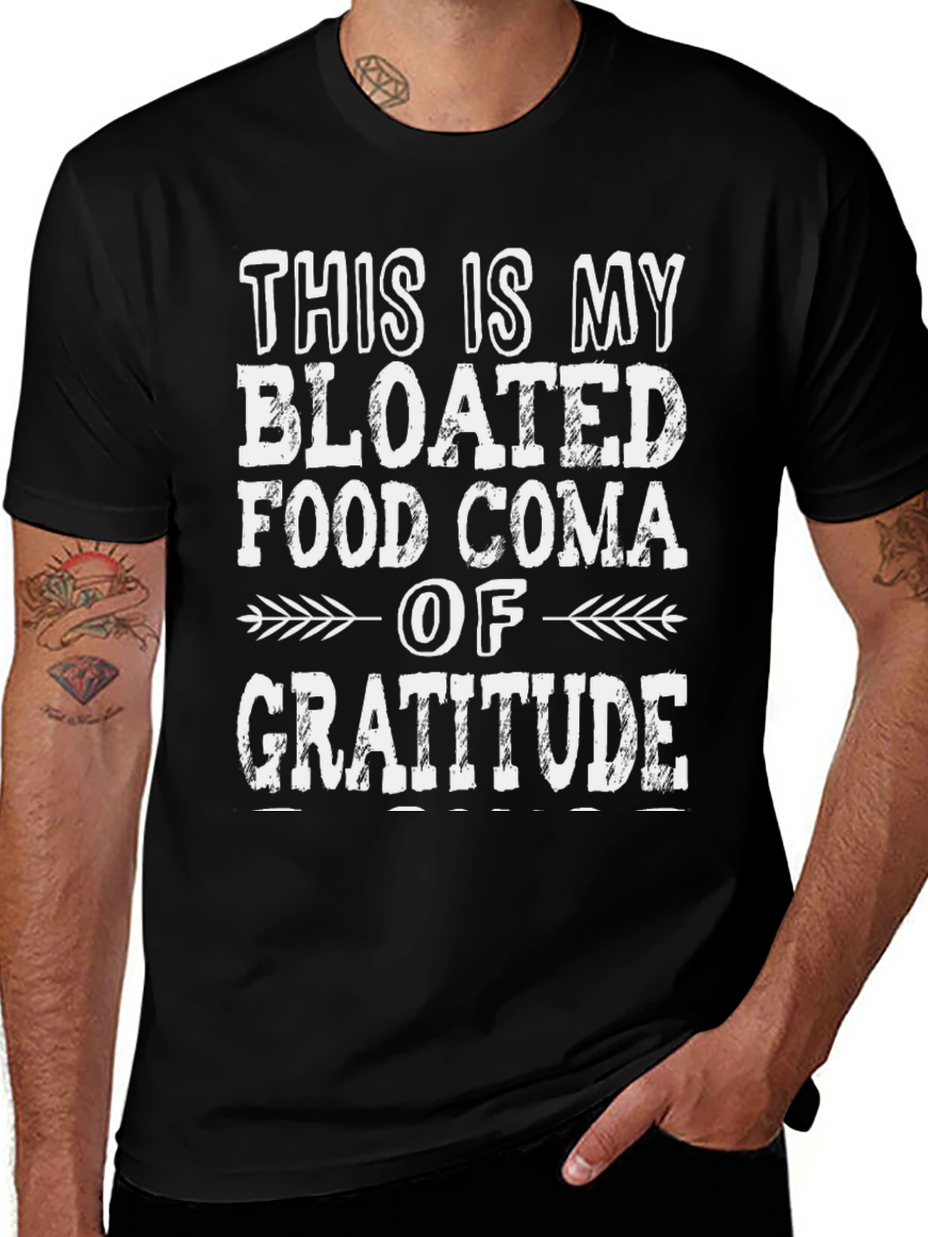 Bloated Food Coma Gratitude T-Shirt - Thanksgiving Tee