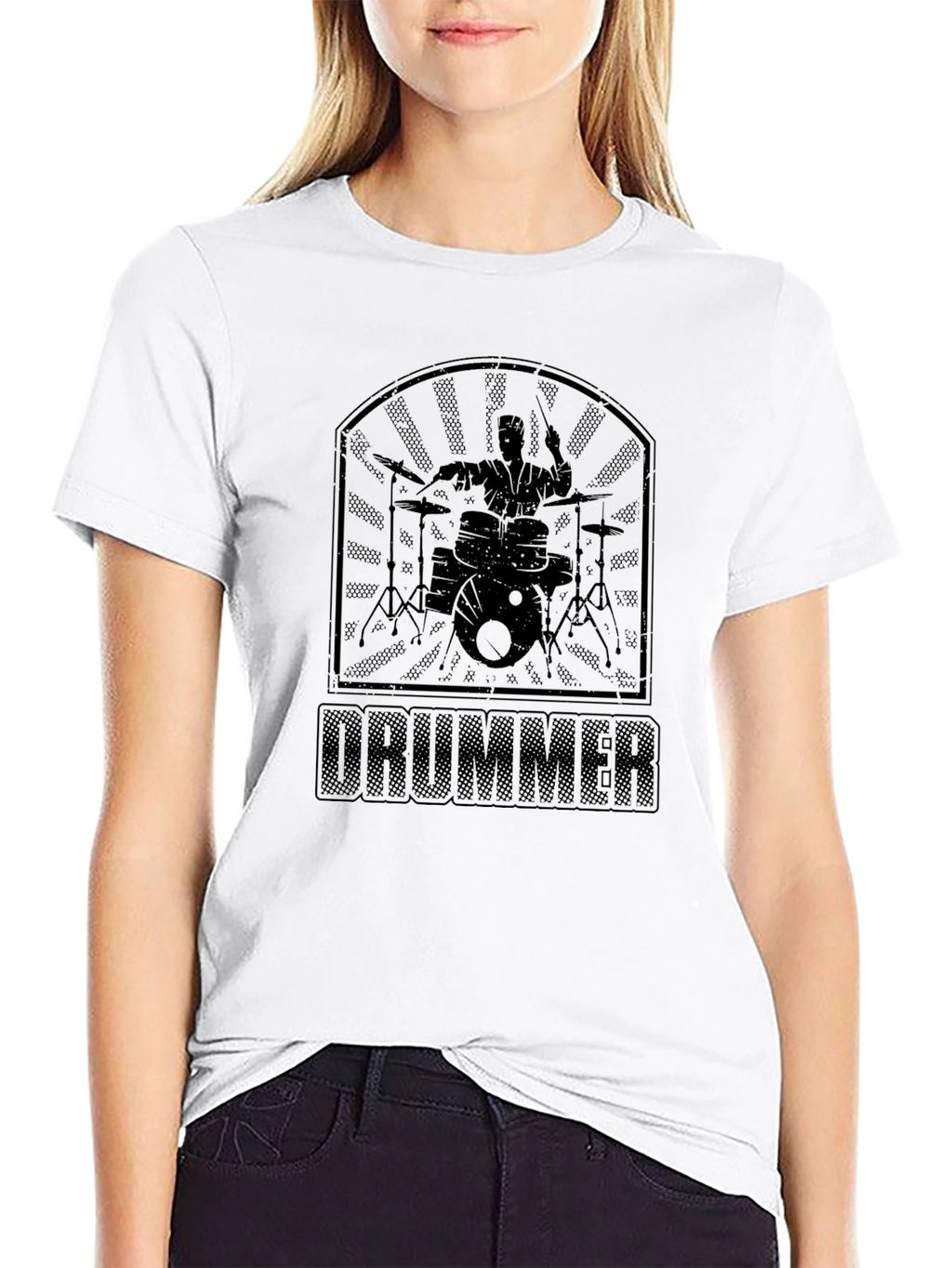 Drummer Graphic Tee - Black Cotton T-Shirt