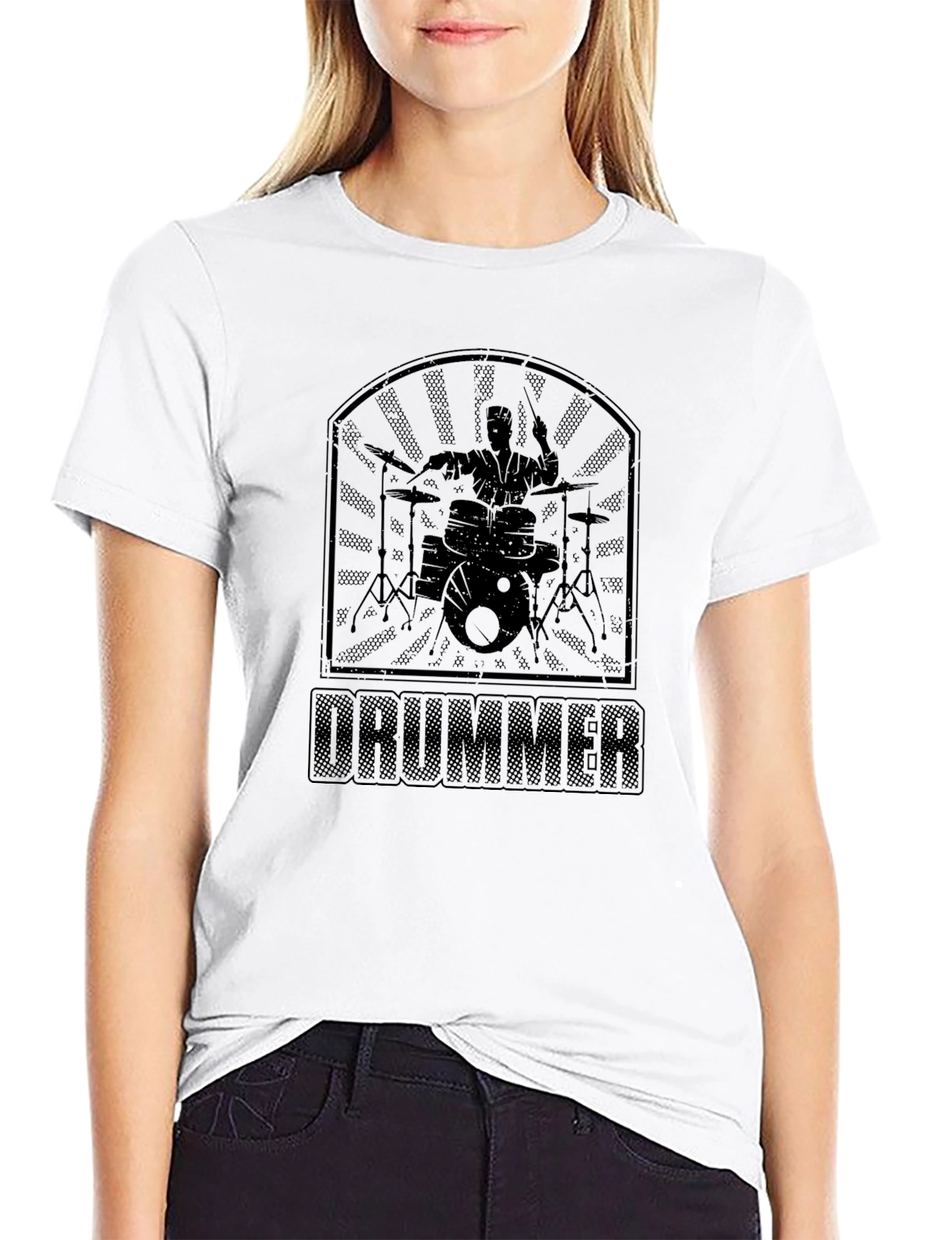 Drummer Graphic Tee - Black Cotton T-Shirt