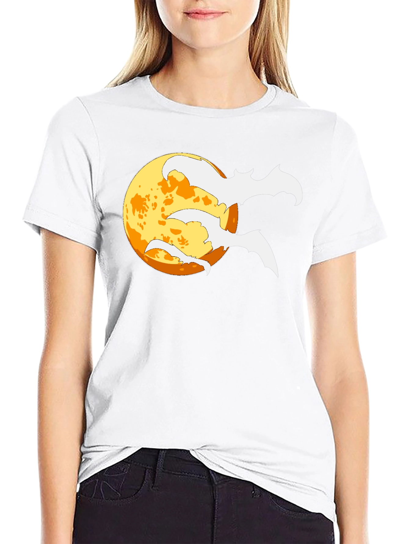 Halloween Bat Moon Black T-Shirt