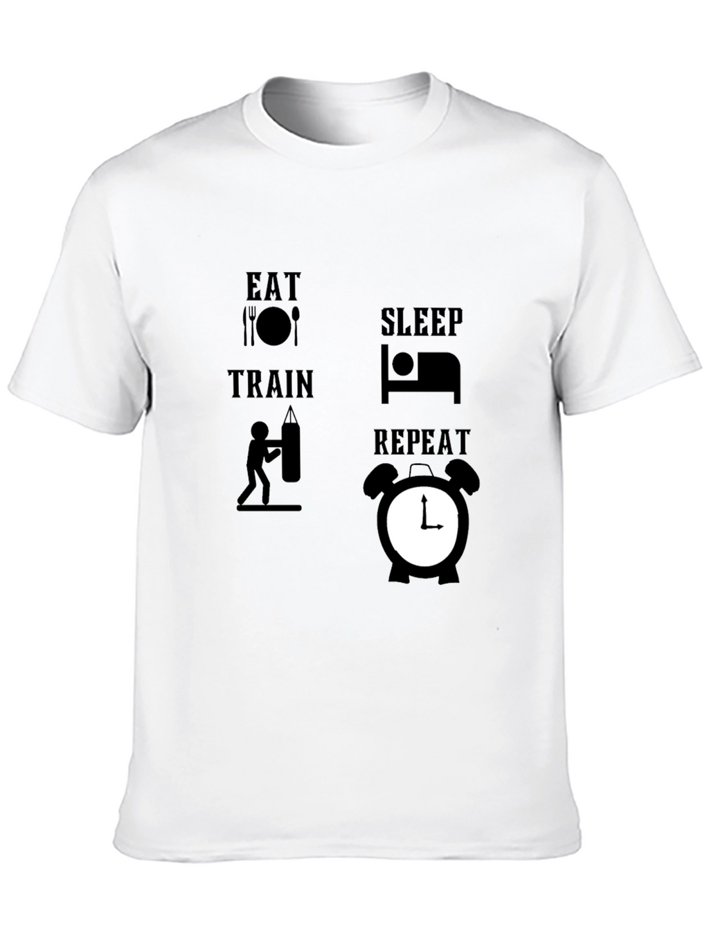Eat Sleep Train Repeat Black Graphic Tee