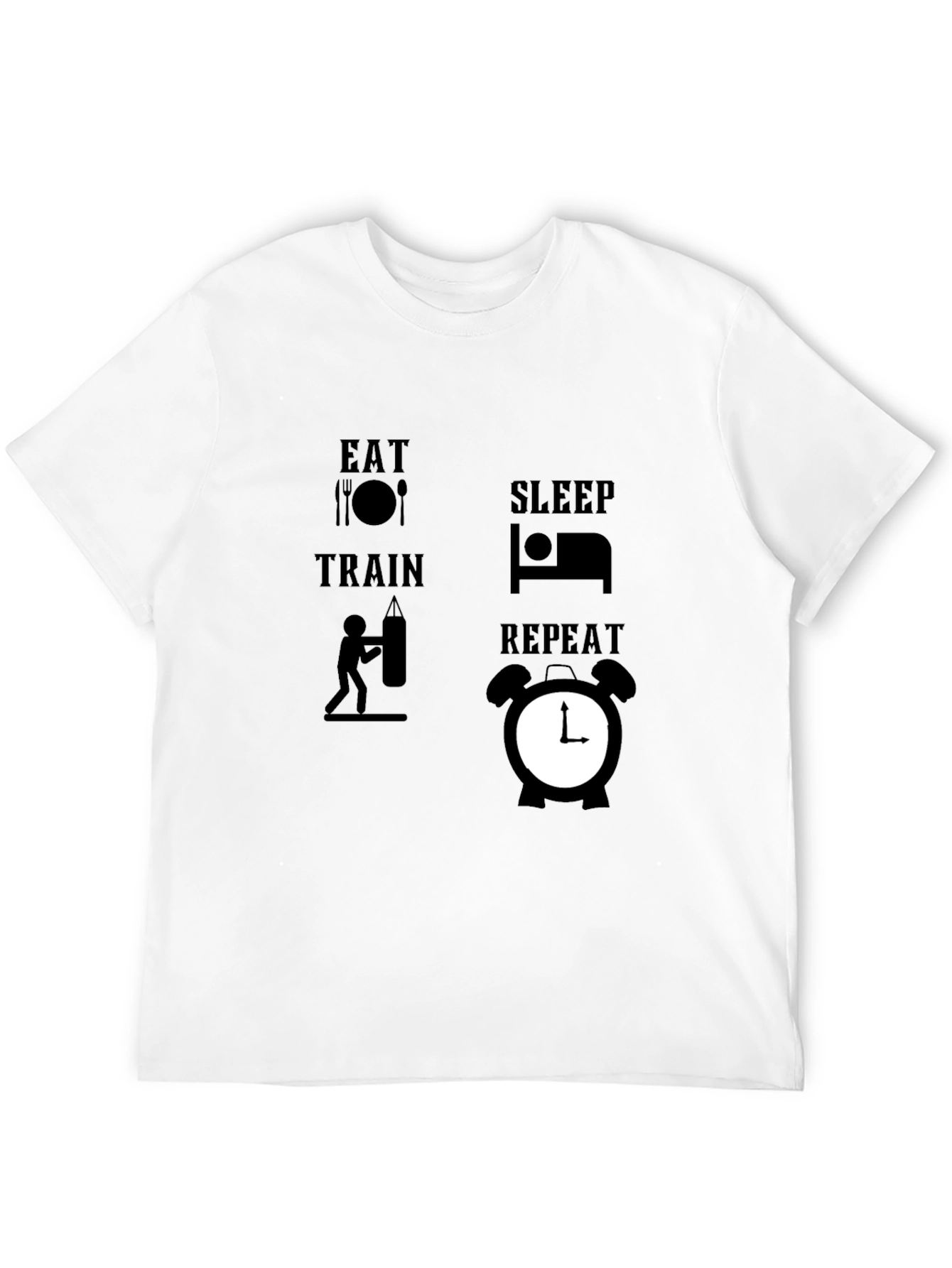 Eat Sleep Train Repeat Black Graphic Tee