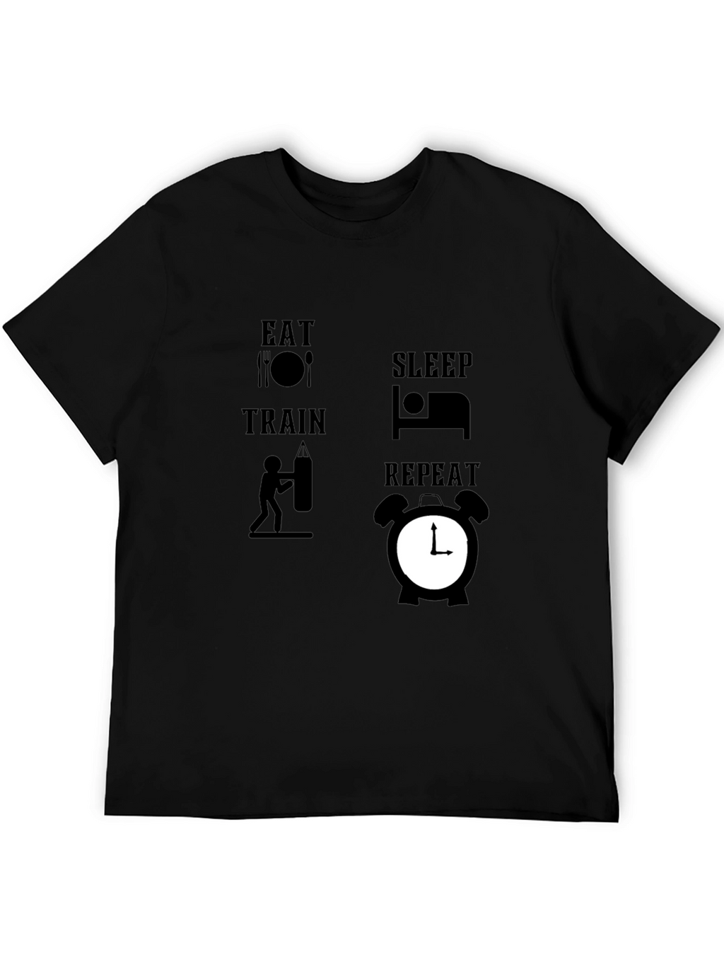 Eat Sleep Train Repeat Black Graphic Tee