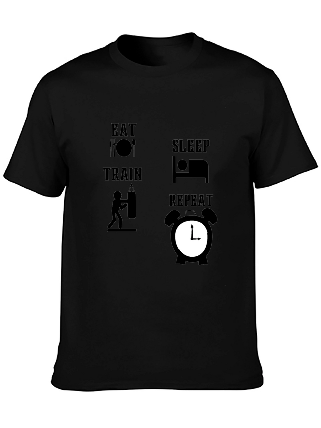 Eat Sleep Train Repeat Black Graphic Tee