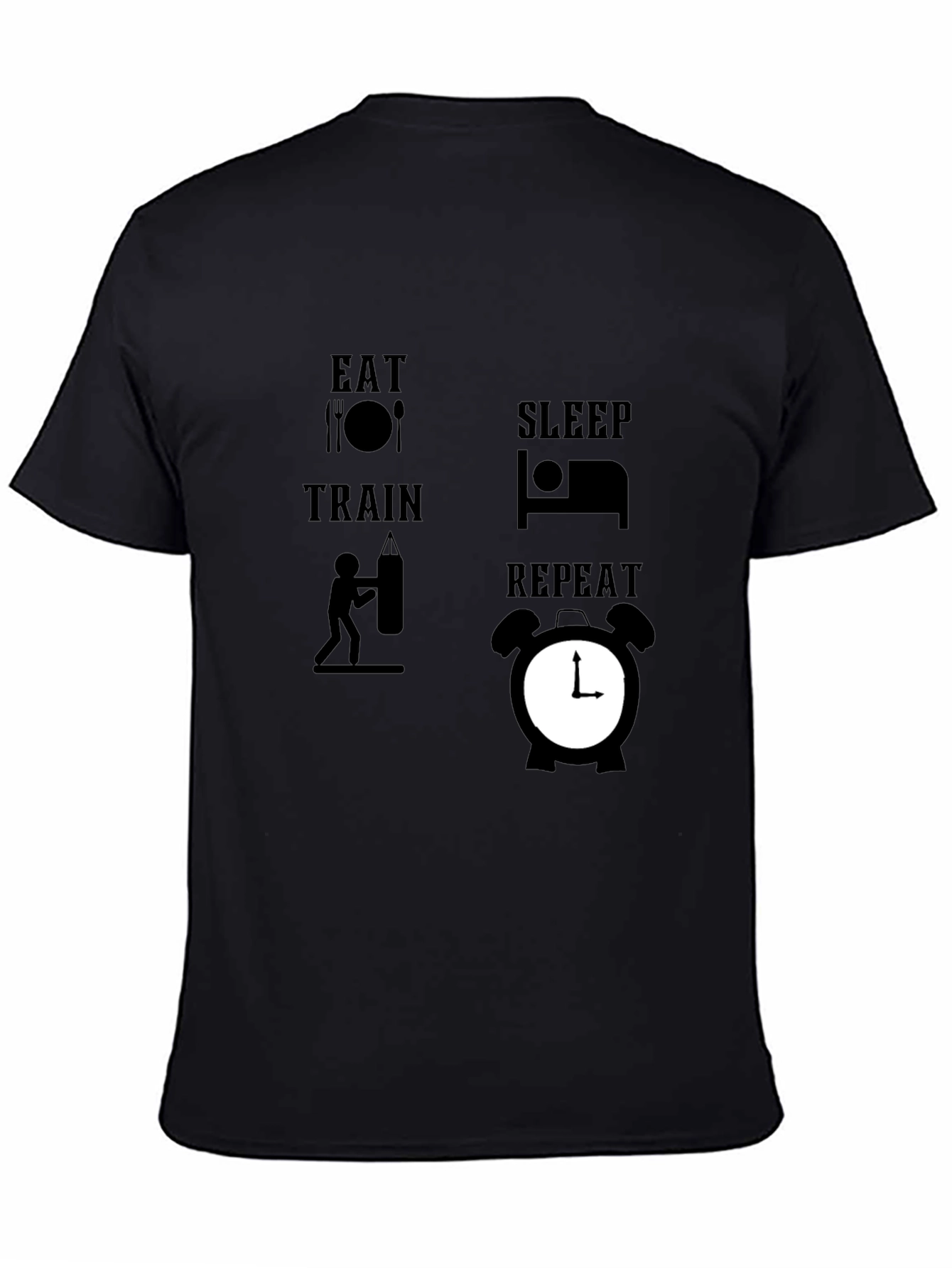 Eat Sleep Train Repeat Black Graphic Tee