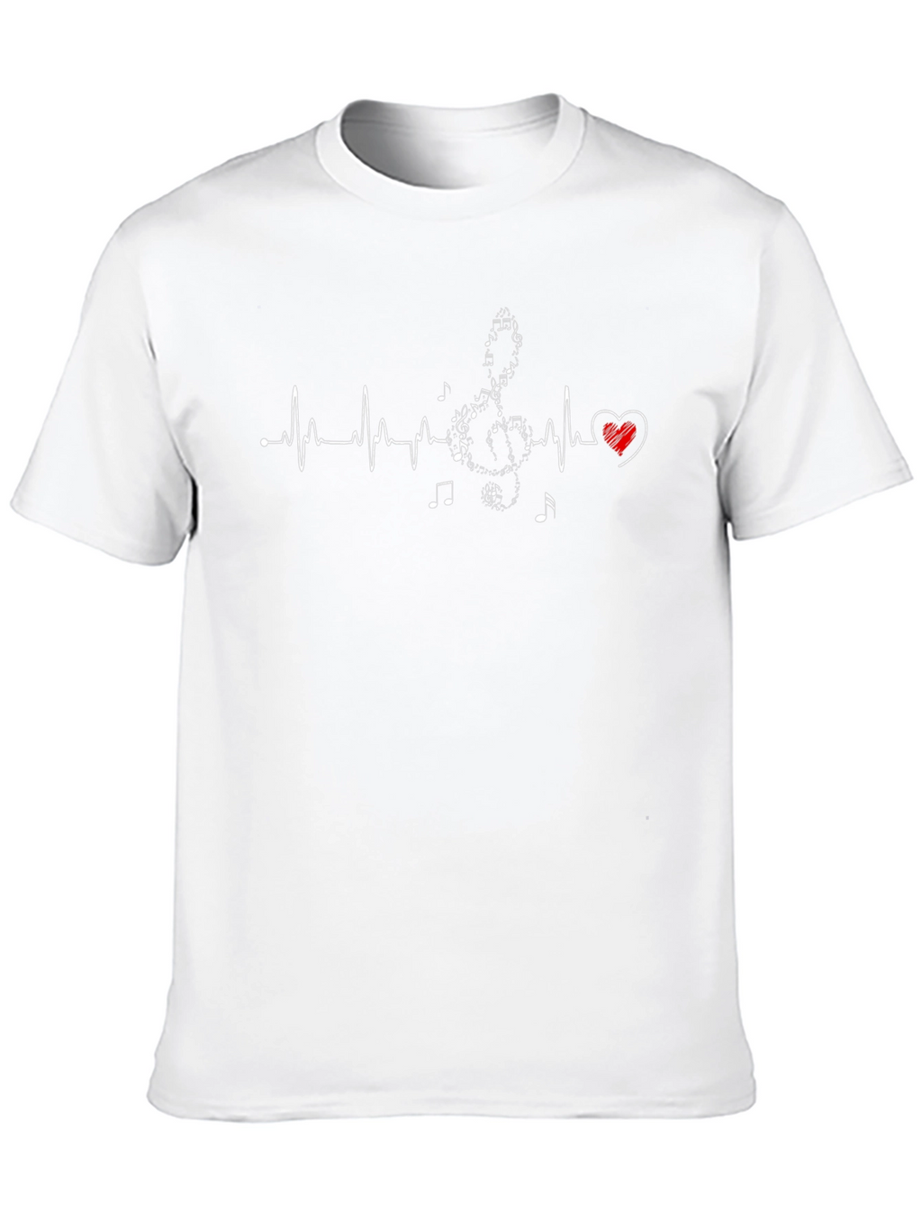 Music Heartbeat T-Shirt - Black Crew Neck Tee