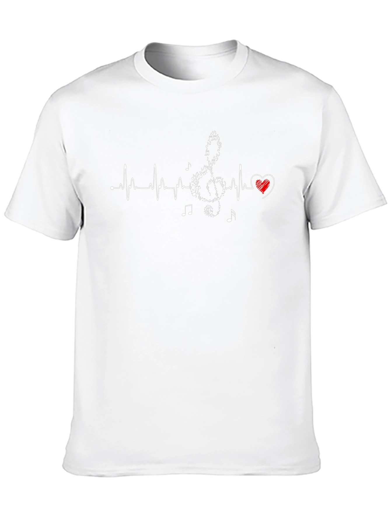 Music Heartbeat T-Shirt - Black Crew Neck Tee