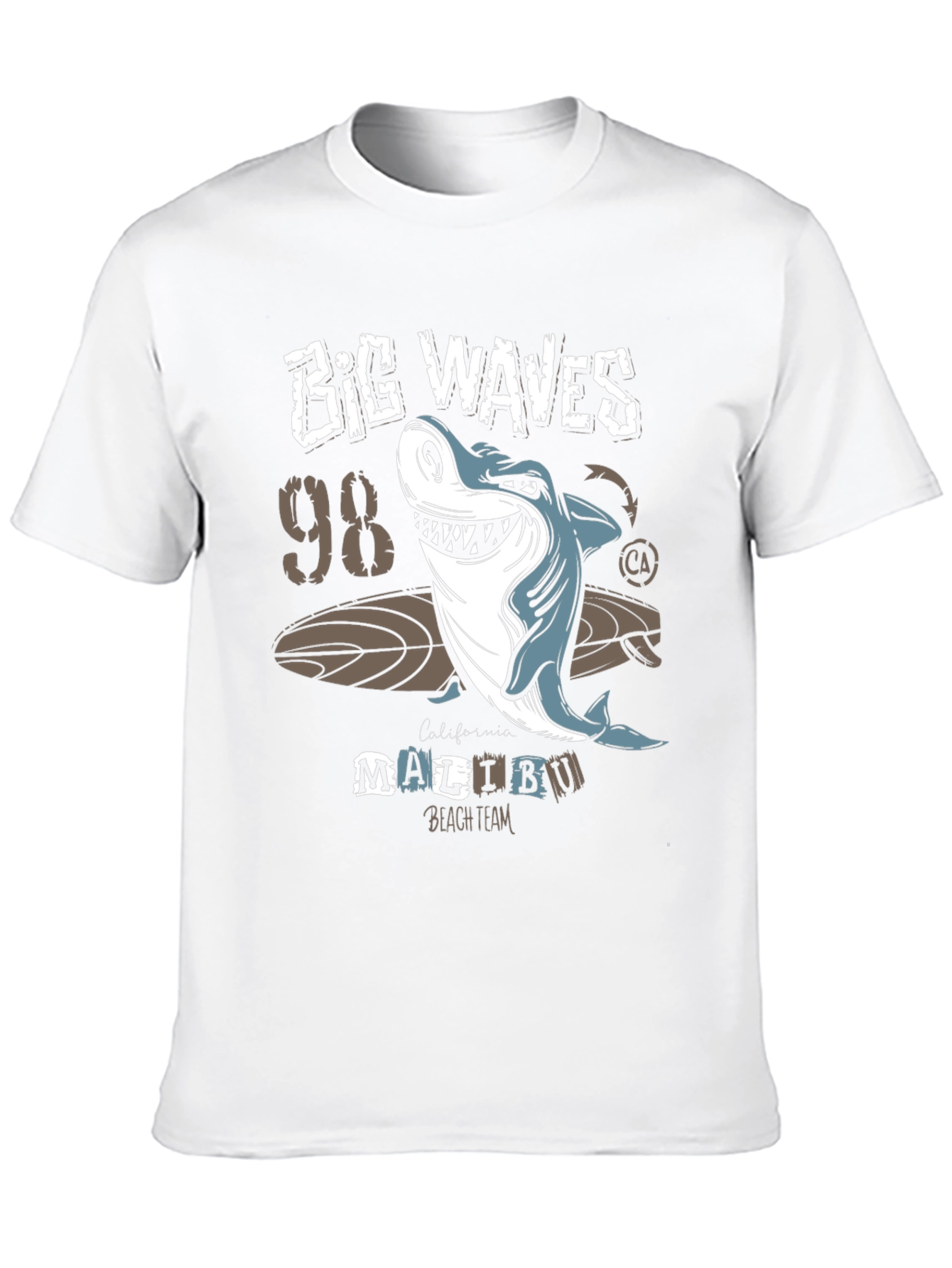 Big Waves Shark Graphic T-Shirt - Malibu Beach Team Tee