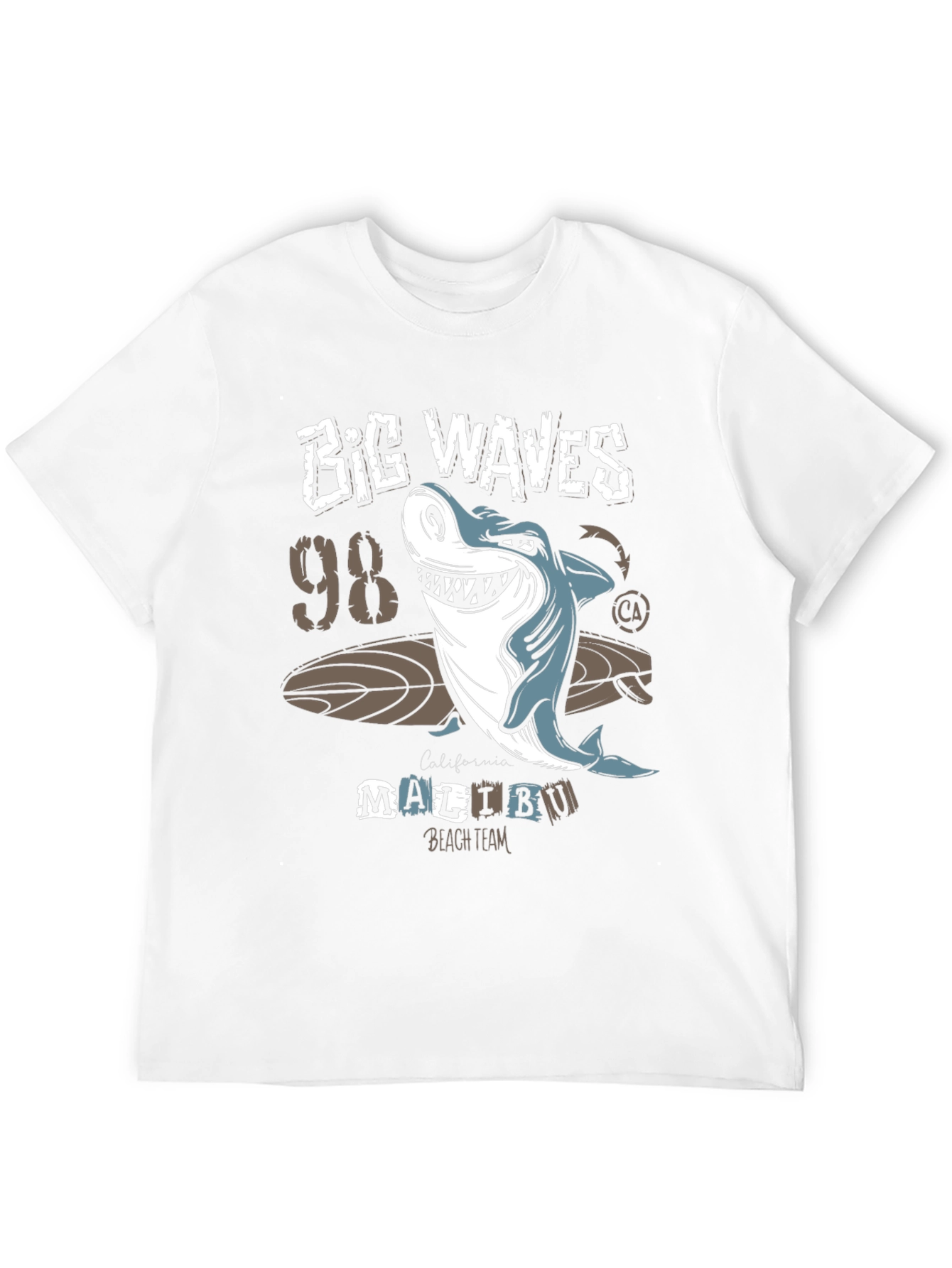 Big Waves Shark Graphic T-Shirt - Malibu Beach Team Tee