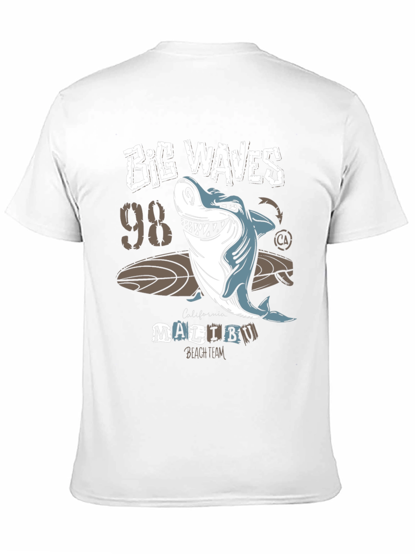 Big Waves Shark Graphic T-Shirt - Malibu Beach Team Tee