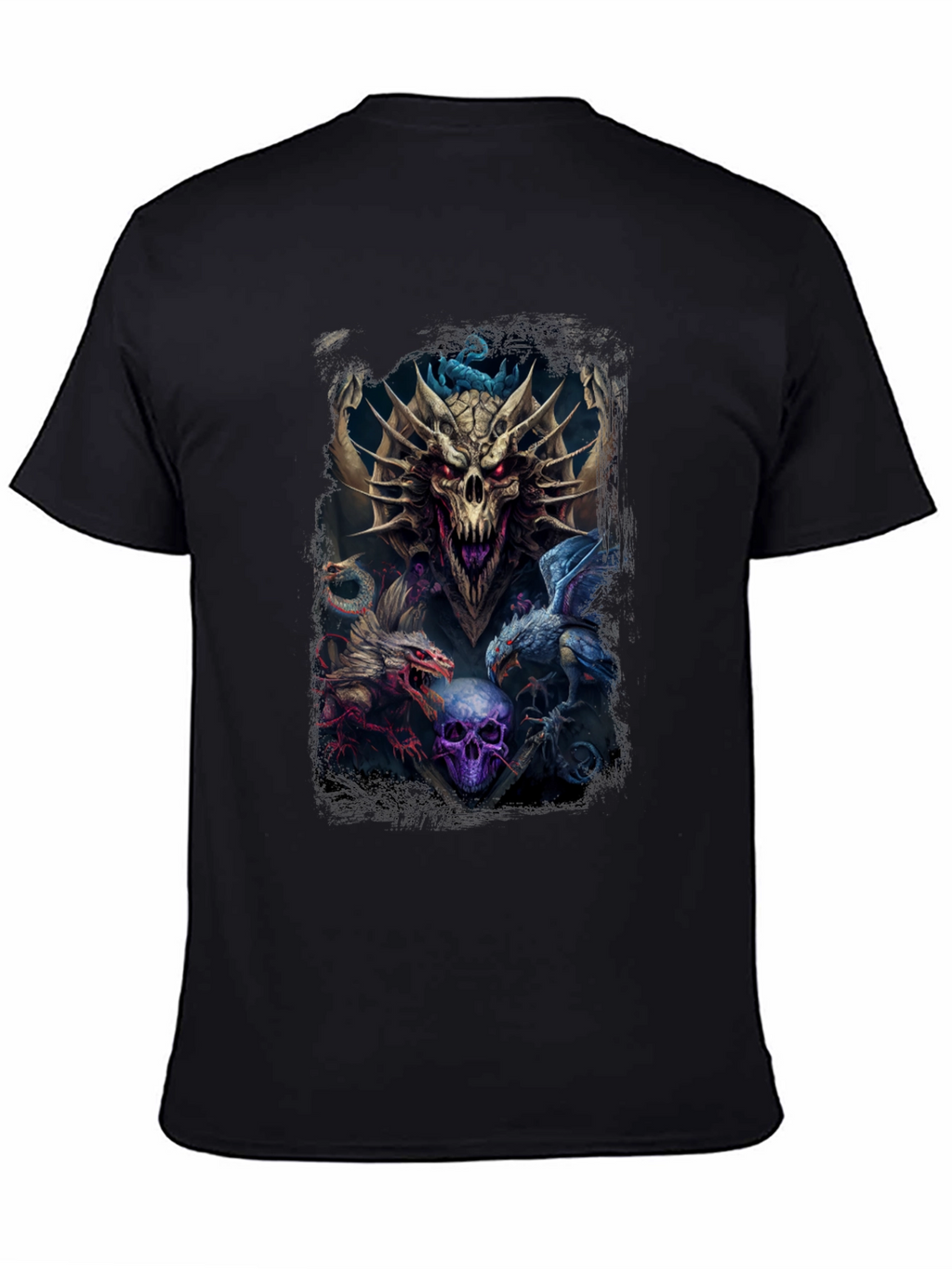 Dragon & Skull Graphic Tee - Dark Fantasy Style