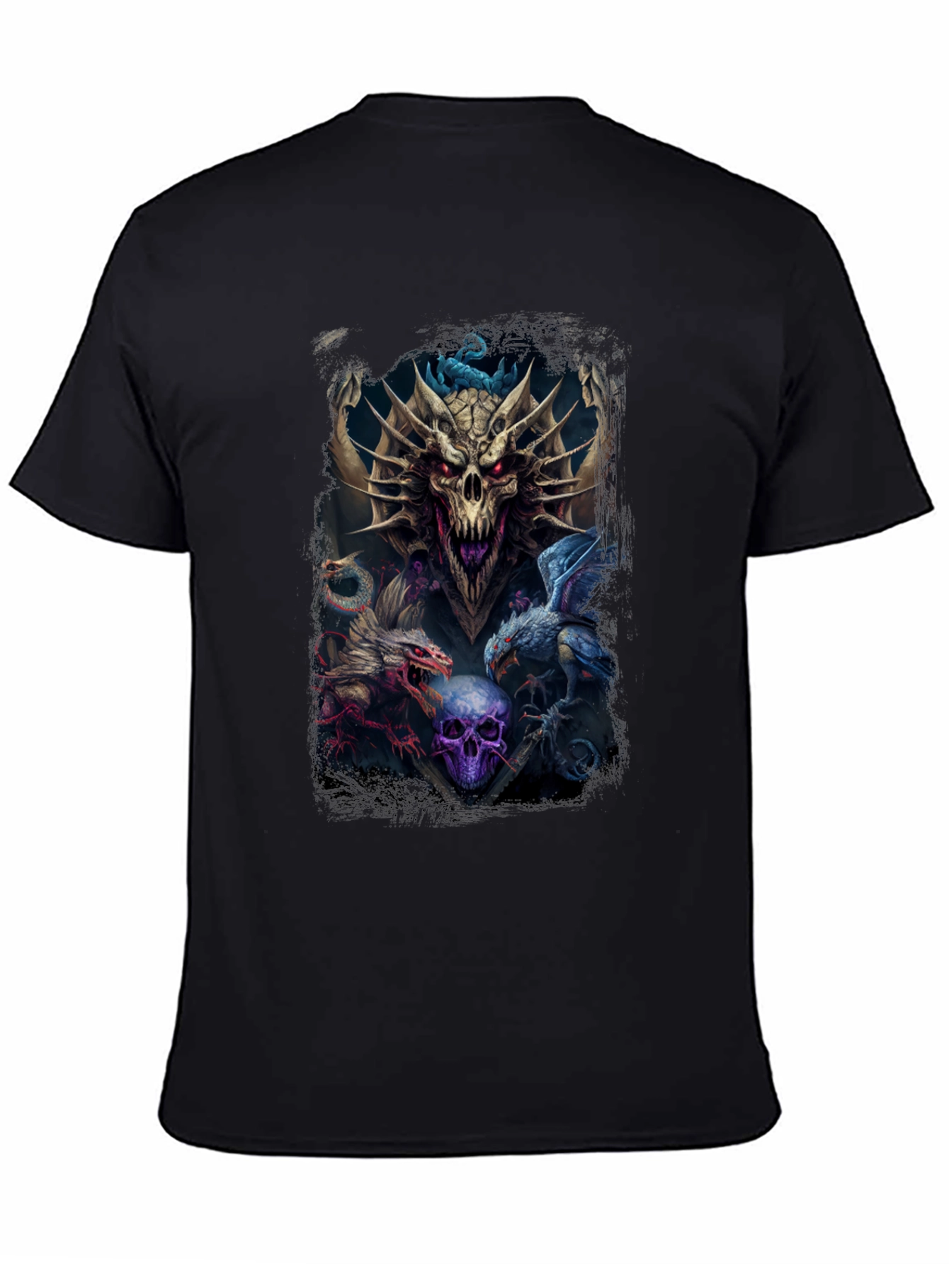 Dragon & Skull Graphic Tee - Dark Fantasy Style