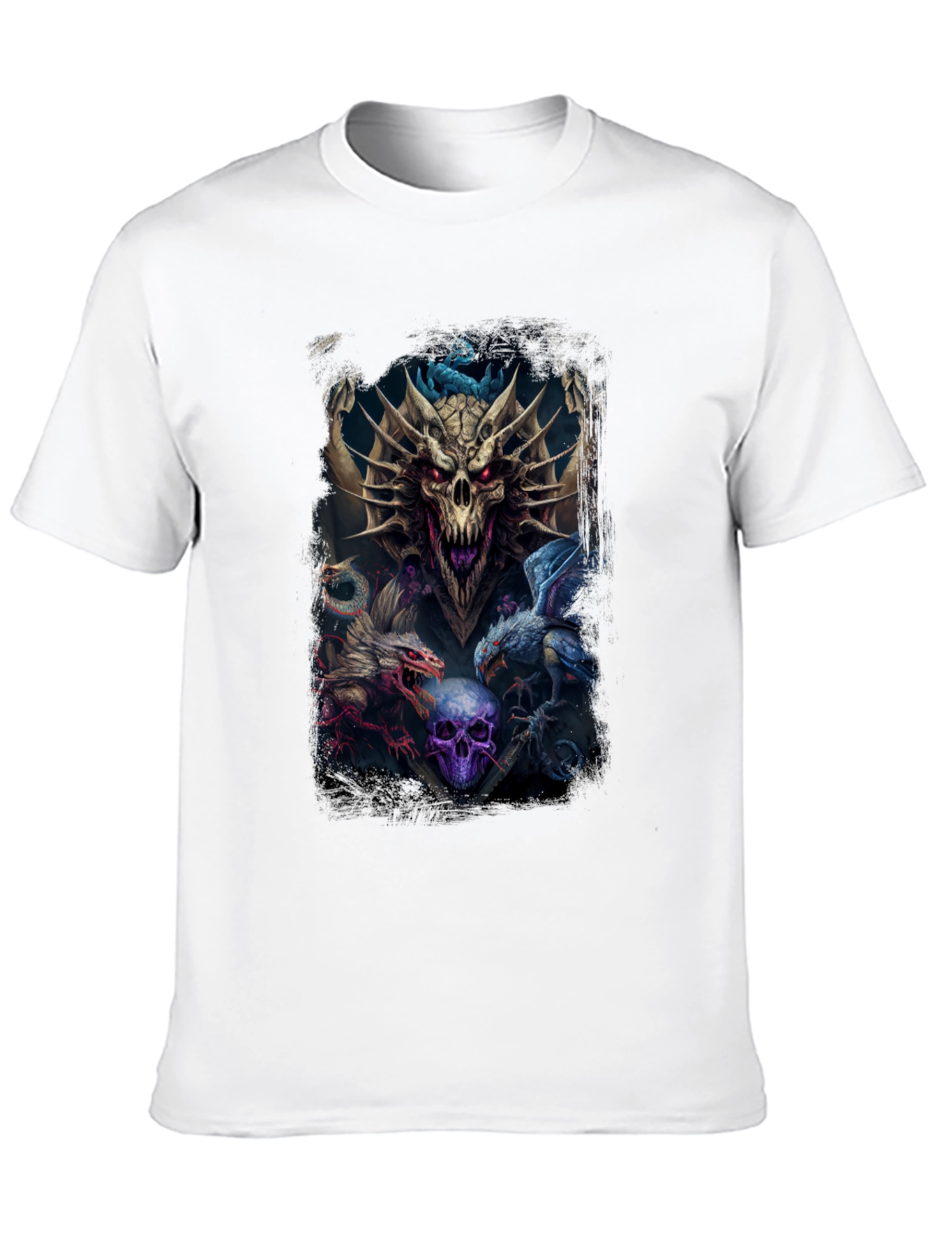 Dragon & Skull Graphic Tee - Dark Fantasy Style