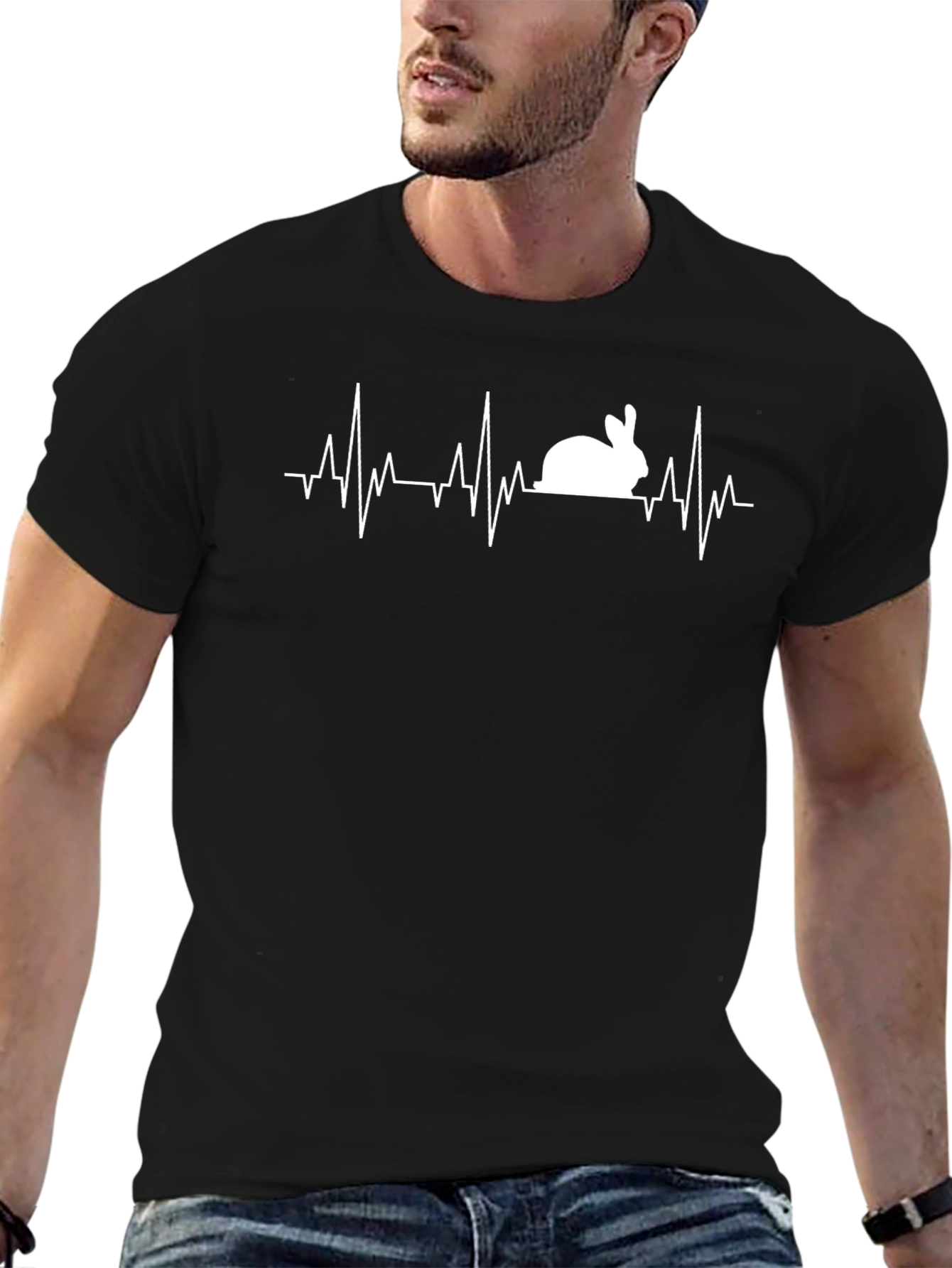 Rabbit Heartbeat T-Shirt - Black