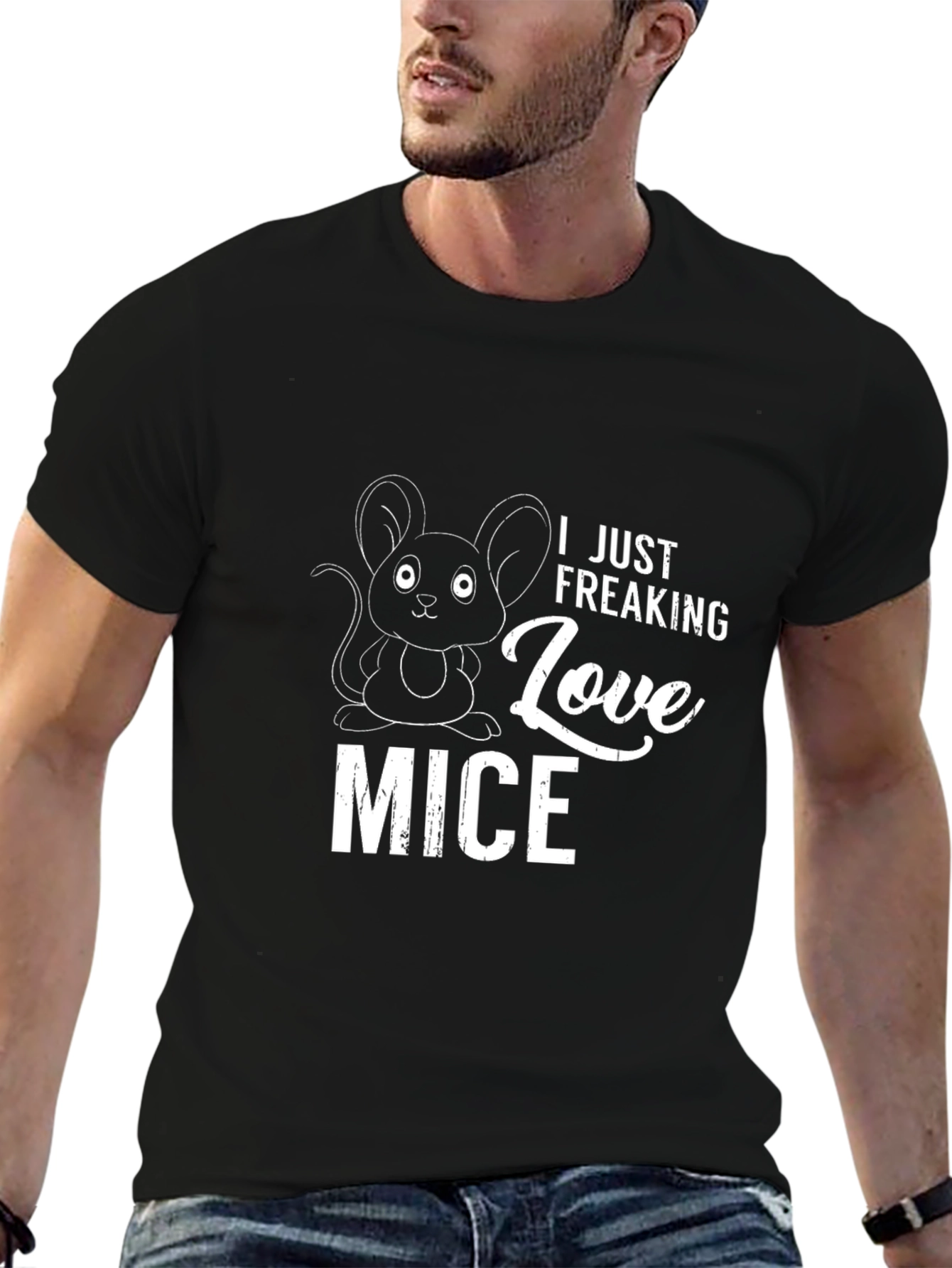 I Just Freaking Love Mice Black T-Shirt