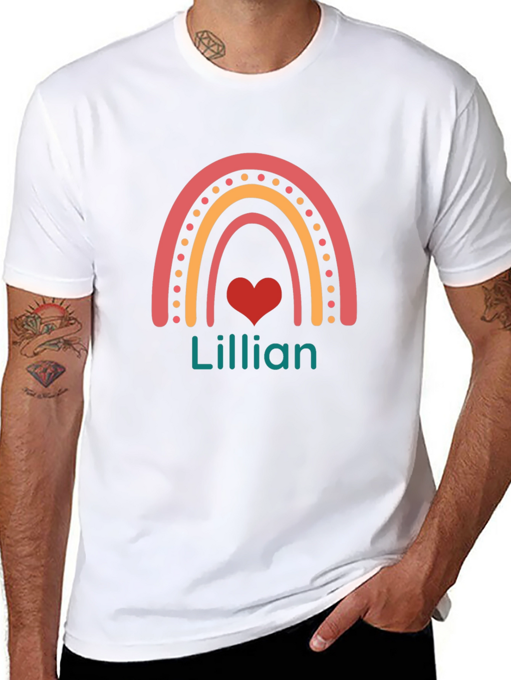 Personalized Lillian Rainbow Heart T-Shirt