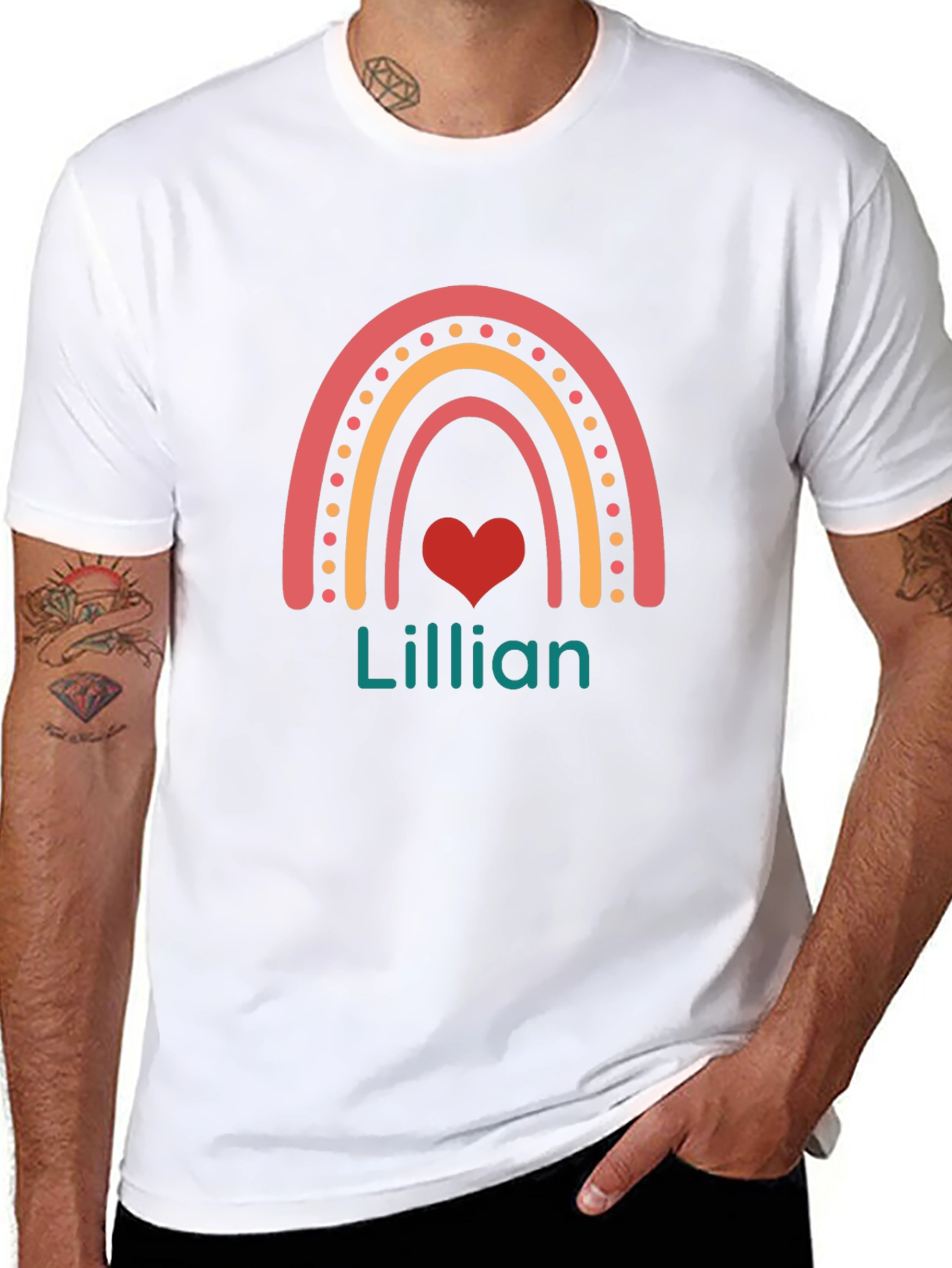 Personalized Lillian Rainbow Heart T-Shirt