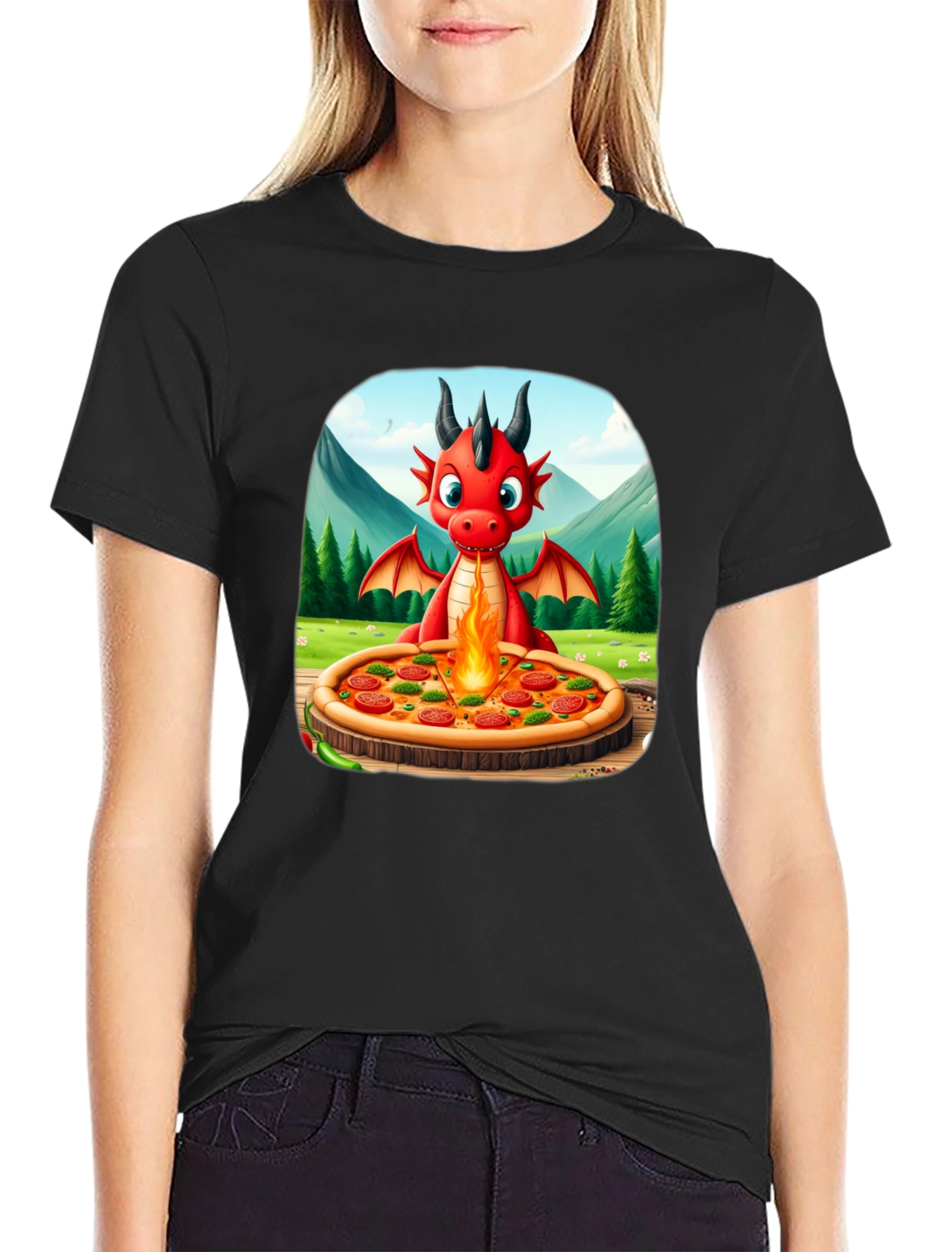Dragon Pizza T-Shirt - Fun Graphic Tee
