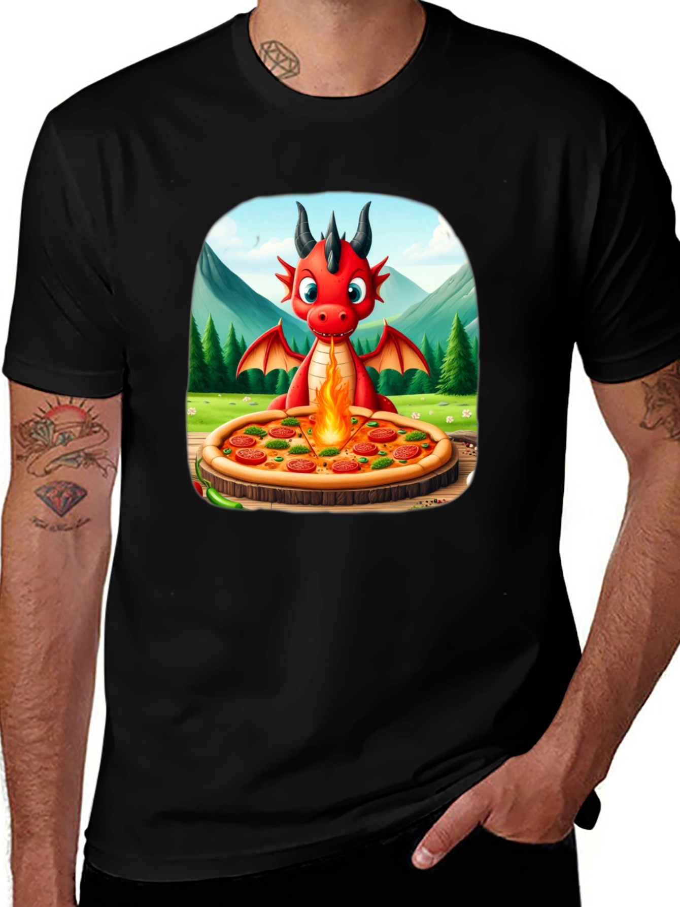 Dragon Pizza T-Shirt - Fun Graphic Tee